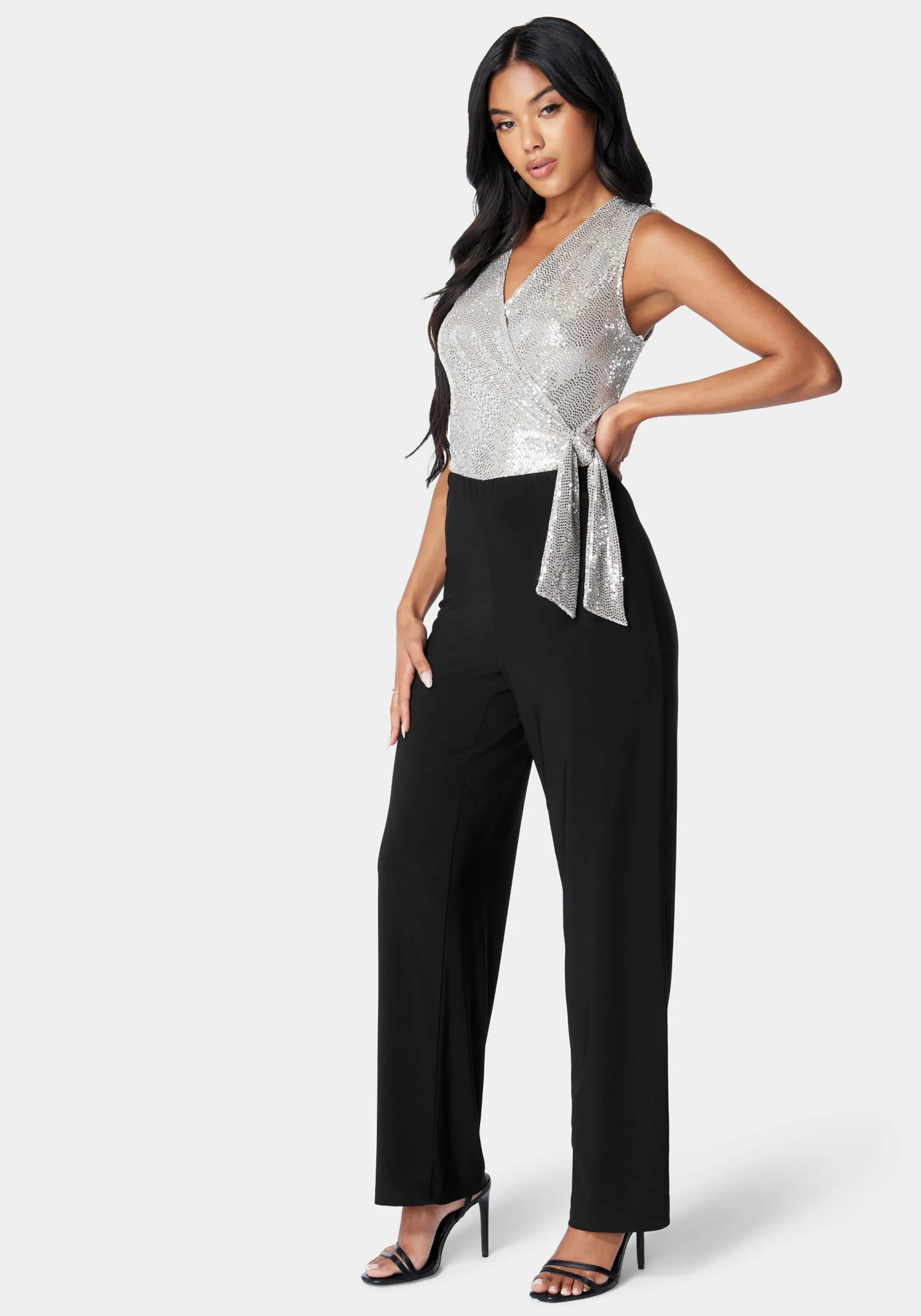 Disco Dot Wrap Tie Jumpsuit sold by Bebe product image thumbnail 2