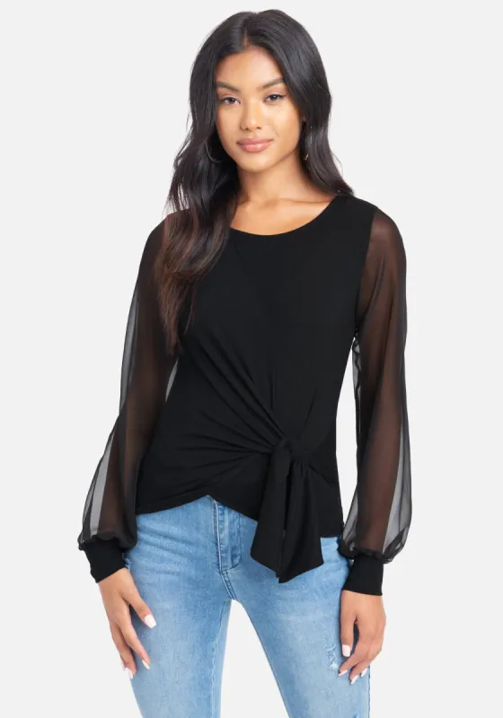 Chiffon Sleeve Wrap Top sold by Bebe