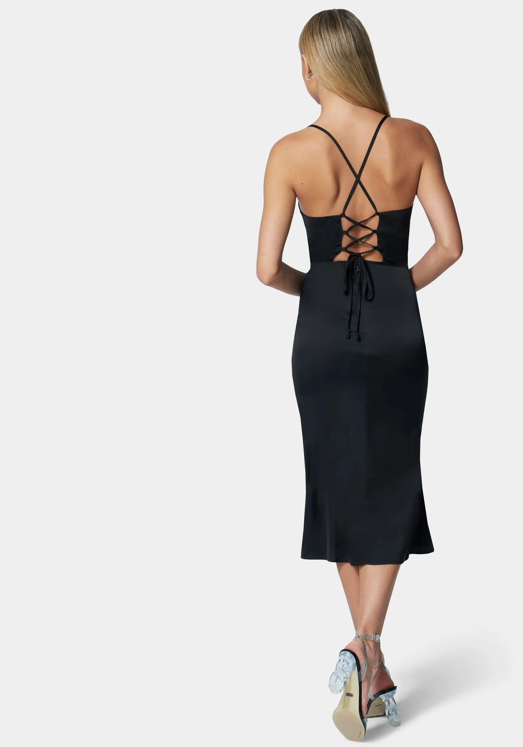 Strappy Satin Midi Dress sold by Bebe product image thumbnail 2
