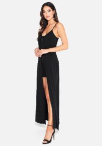 Plunge Tie Front Jumpsuit sold by Bebe