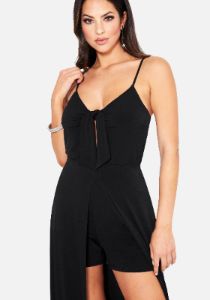 Plunge Tie Front Jumpsuit sold by Bebe