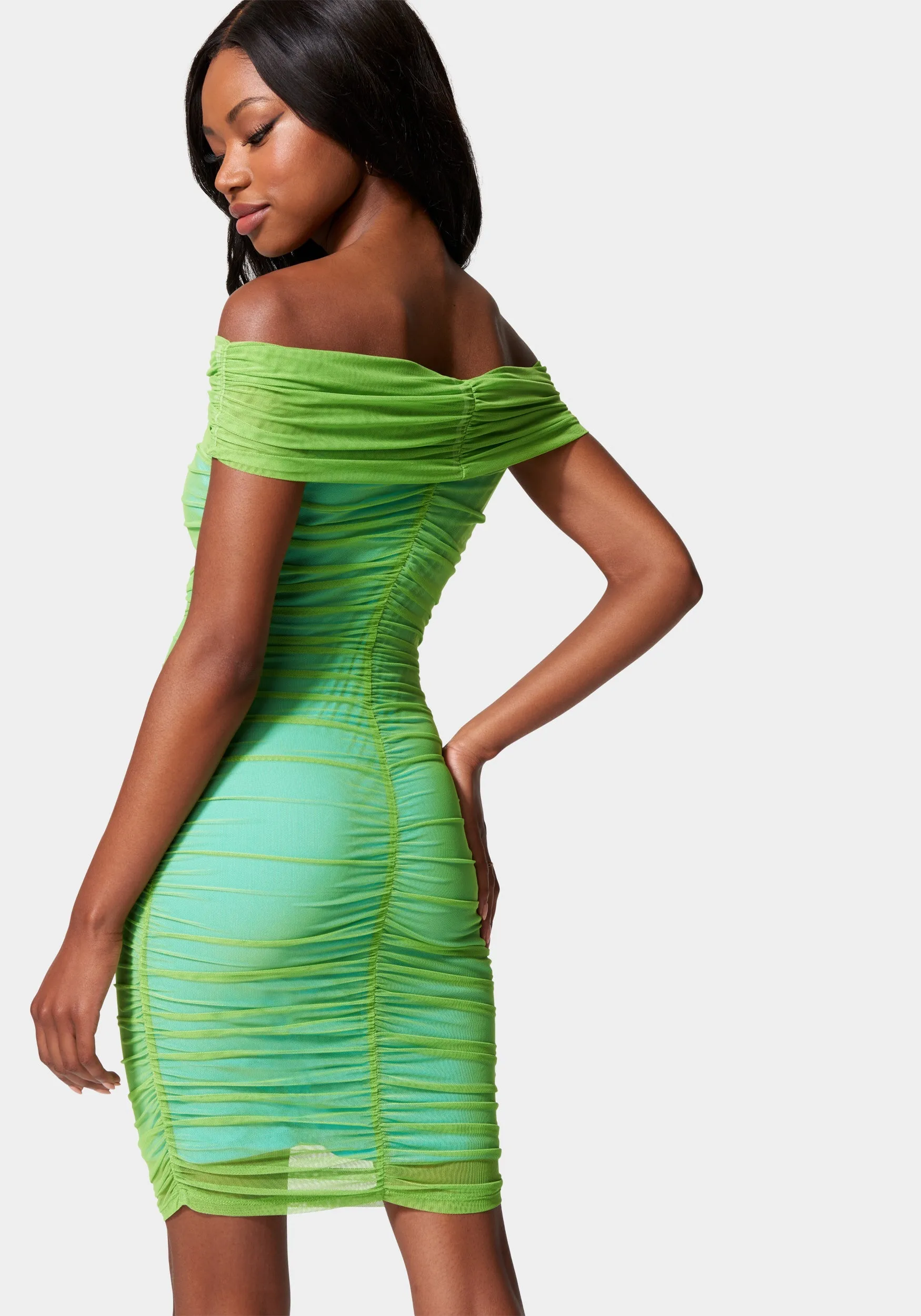 Shirred Mesh Midi Dress sold by Bebe product image thumbnail 3