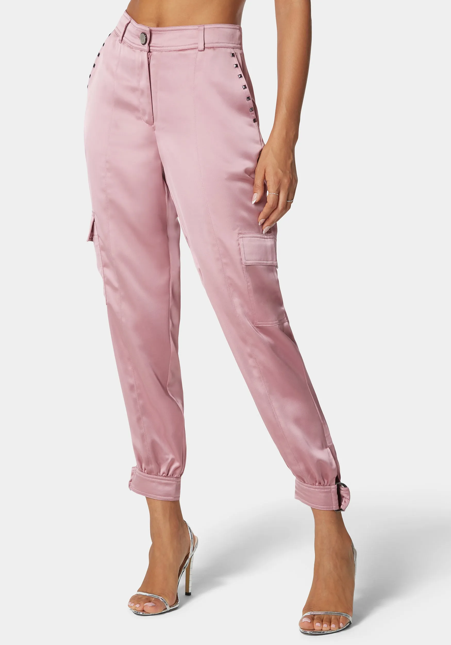 Natural Waist Stud Detail Satin Jogger Pant sold by Bebe product image thumbnail 2
