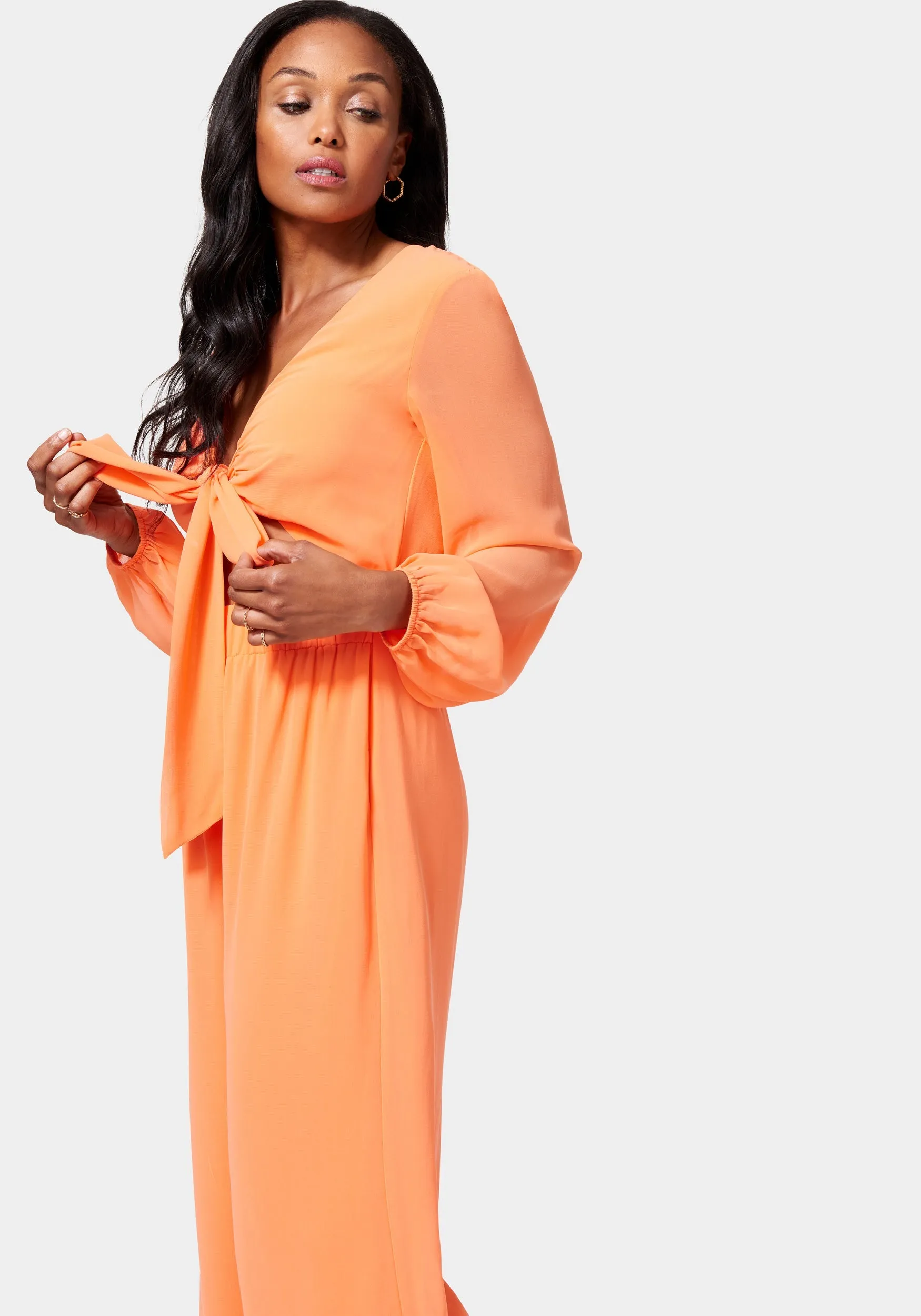 Tie Front Elastic Waist Jumpsuit sold by Bebe product image thumbnail 2