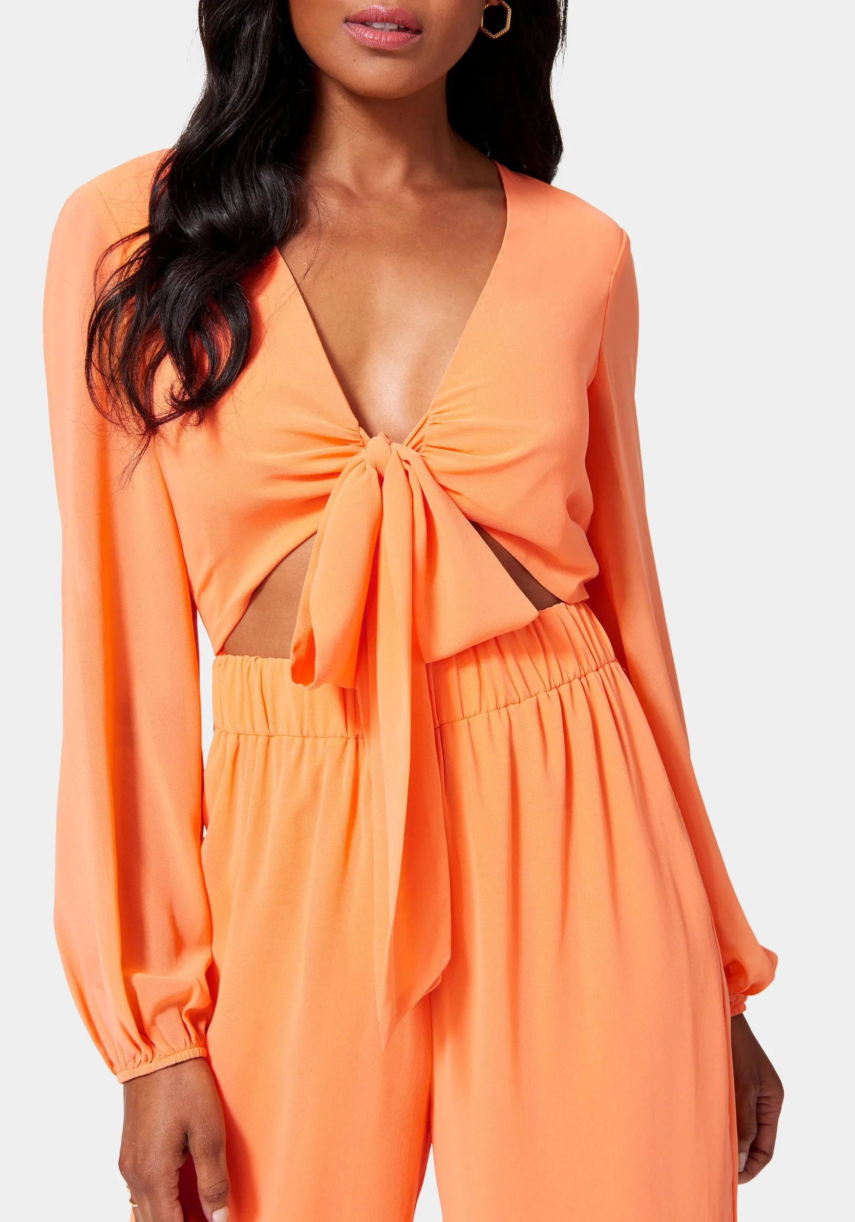 Tie Front Elastic Waist Jumpsuit sold by Bebe product image thumbnail 4