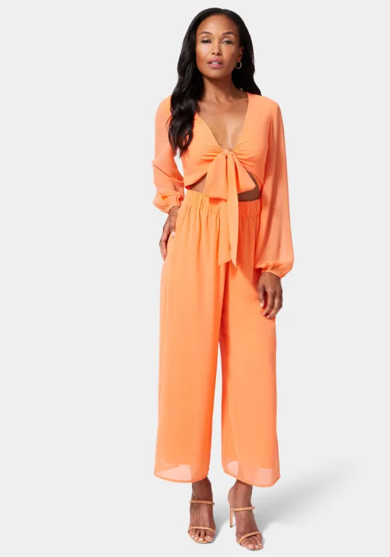 Tie Front Elastic Waist Jumpsuit sold by Bebe