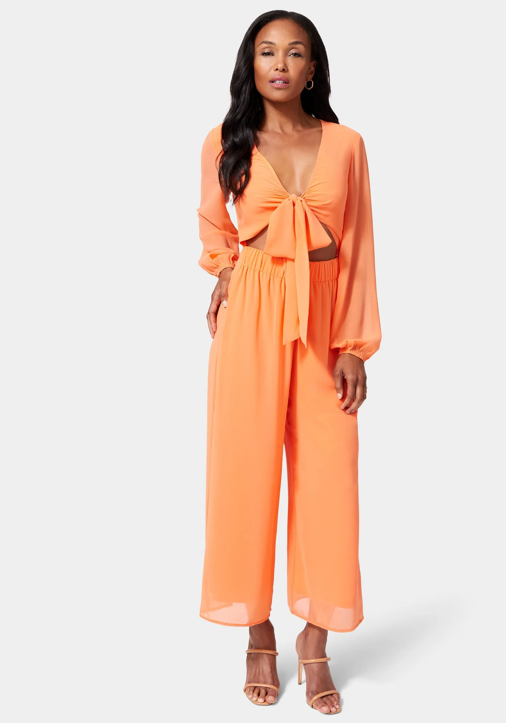 Tie Front Elastic Waist Jumpsuit sold by Bebe