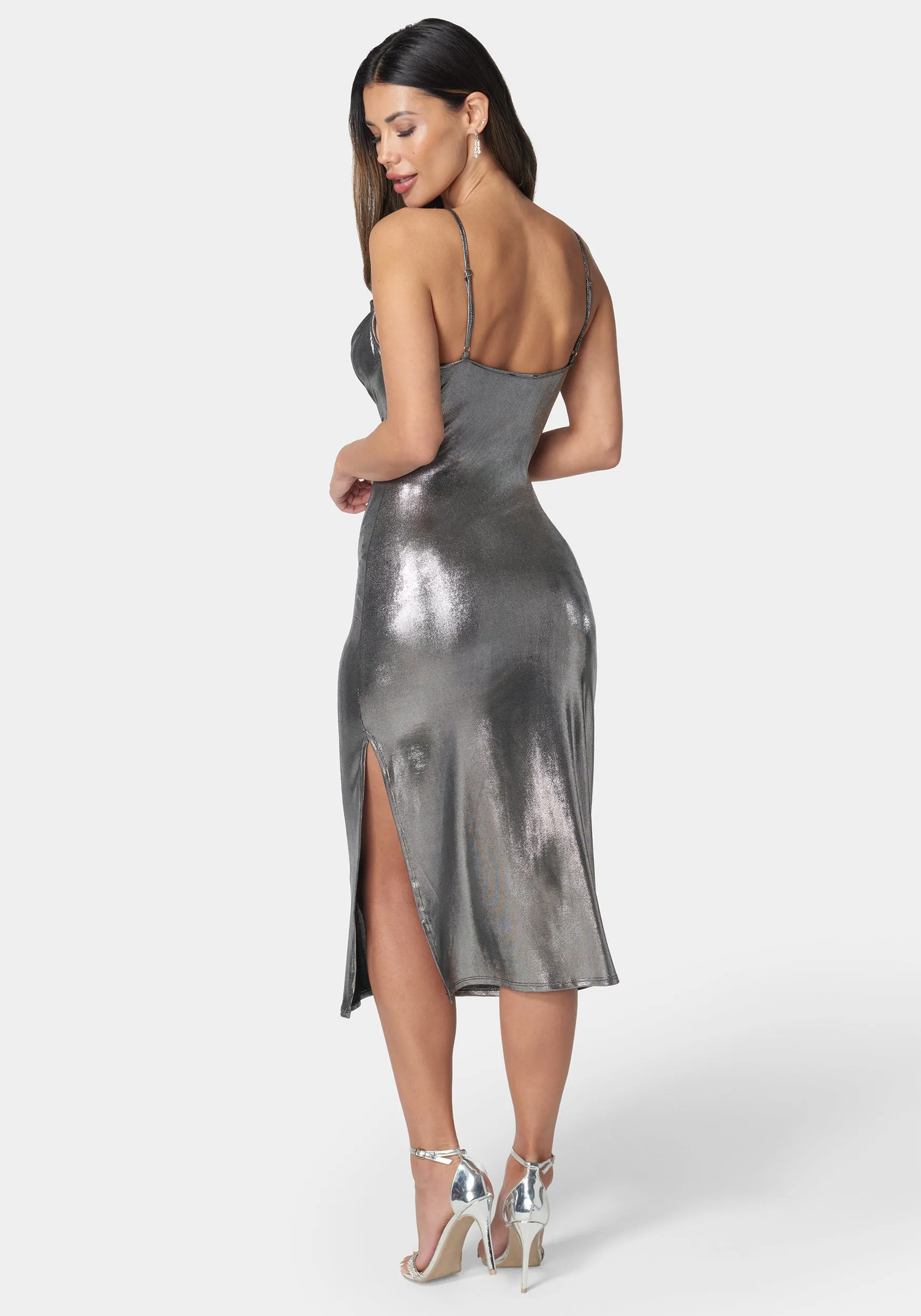 Foil Slinky Slim Maxi Dress sold by Bebe product image thumbnail 3