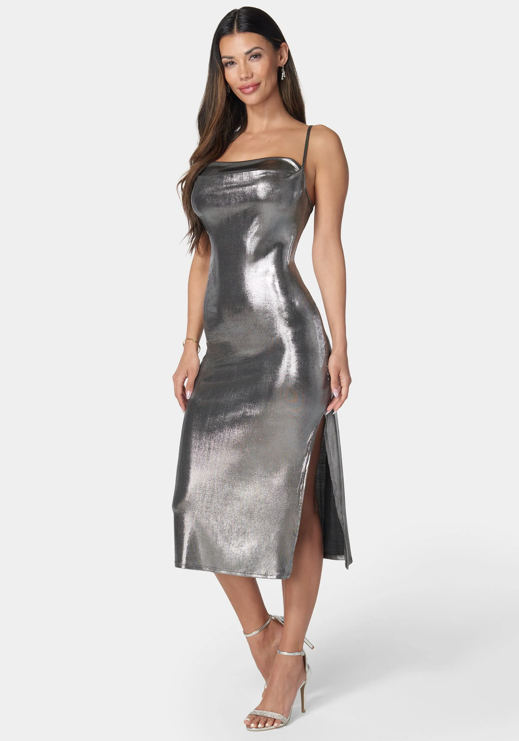 Foil Slinky Slim Maxi Dress sold by Bebe product image thumbnail 2