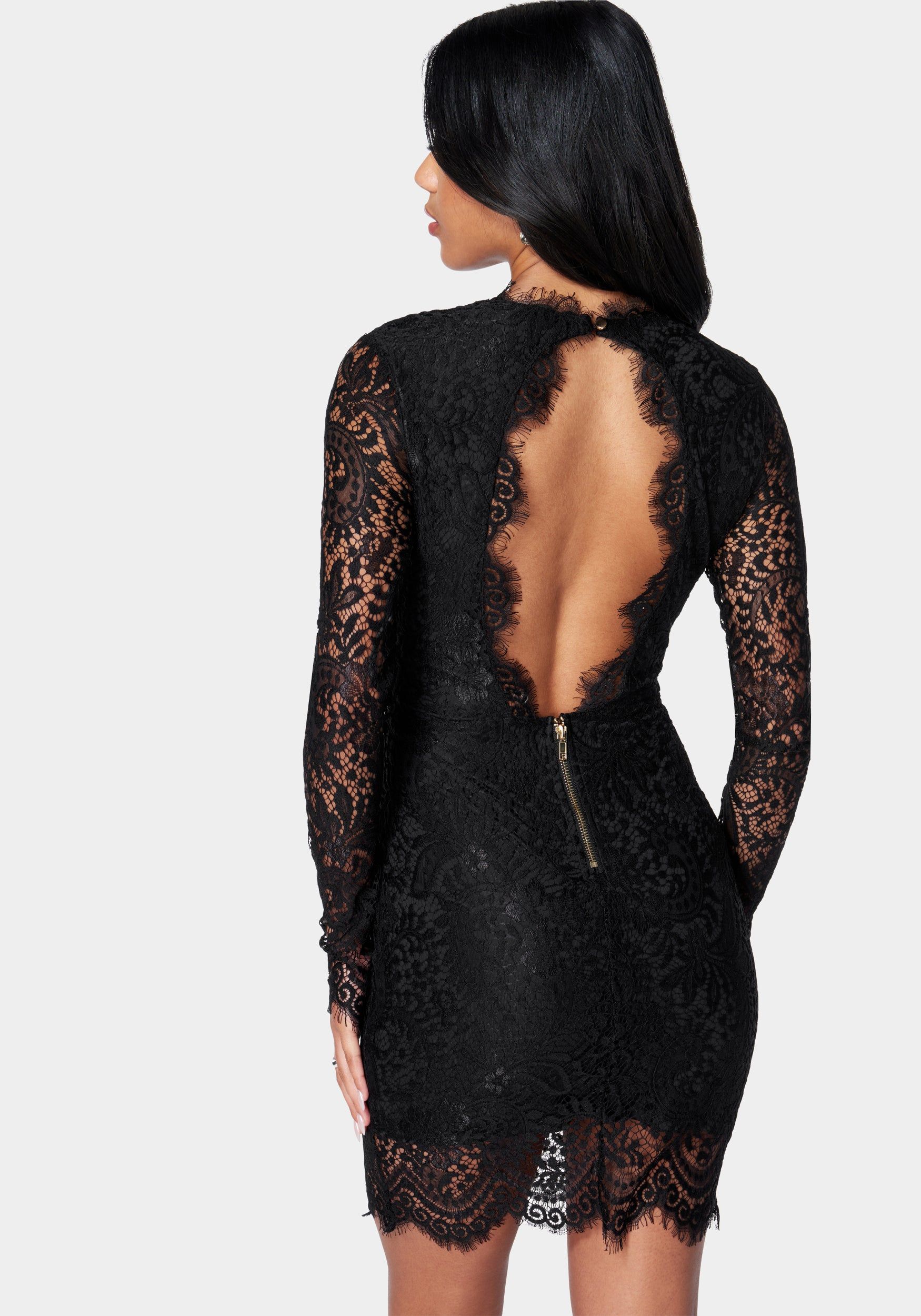 Scallop Lace Open Back Mini Dress sold by Bebe product image thumbnail 4