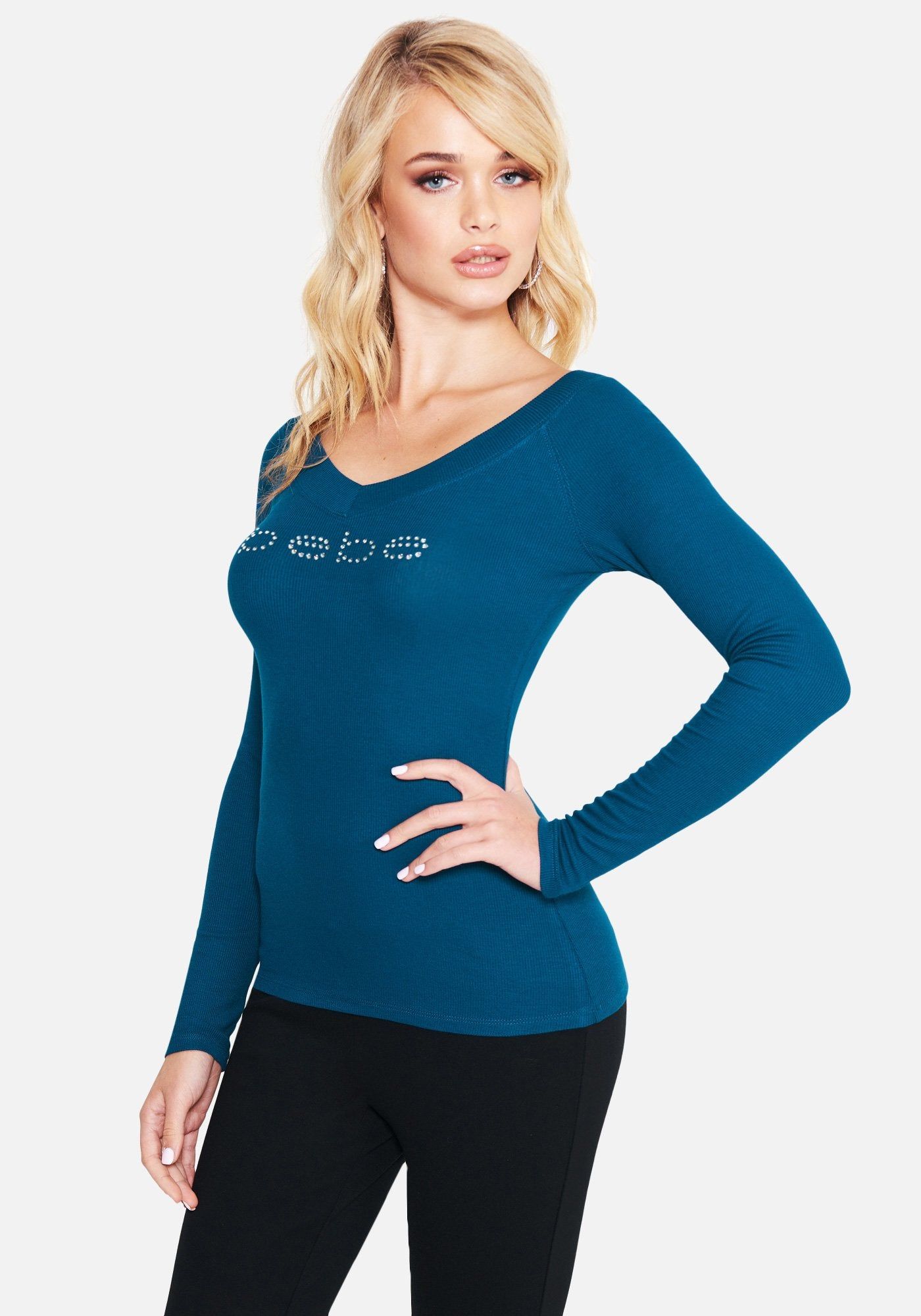 Logo Long Sleeve Double V Tee sold by Bebe product image thumbnail 2