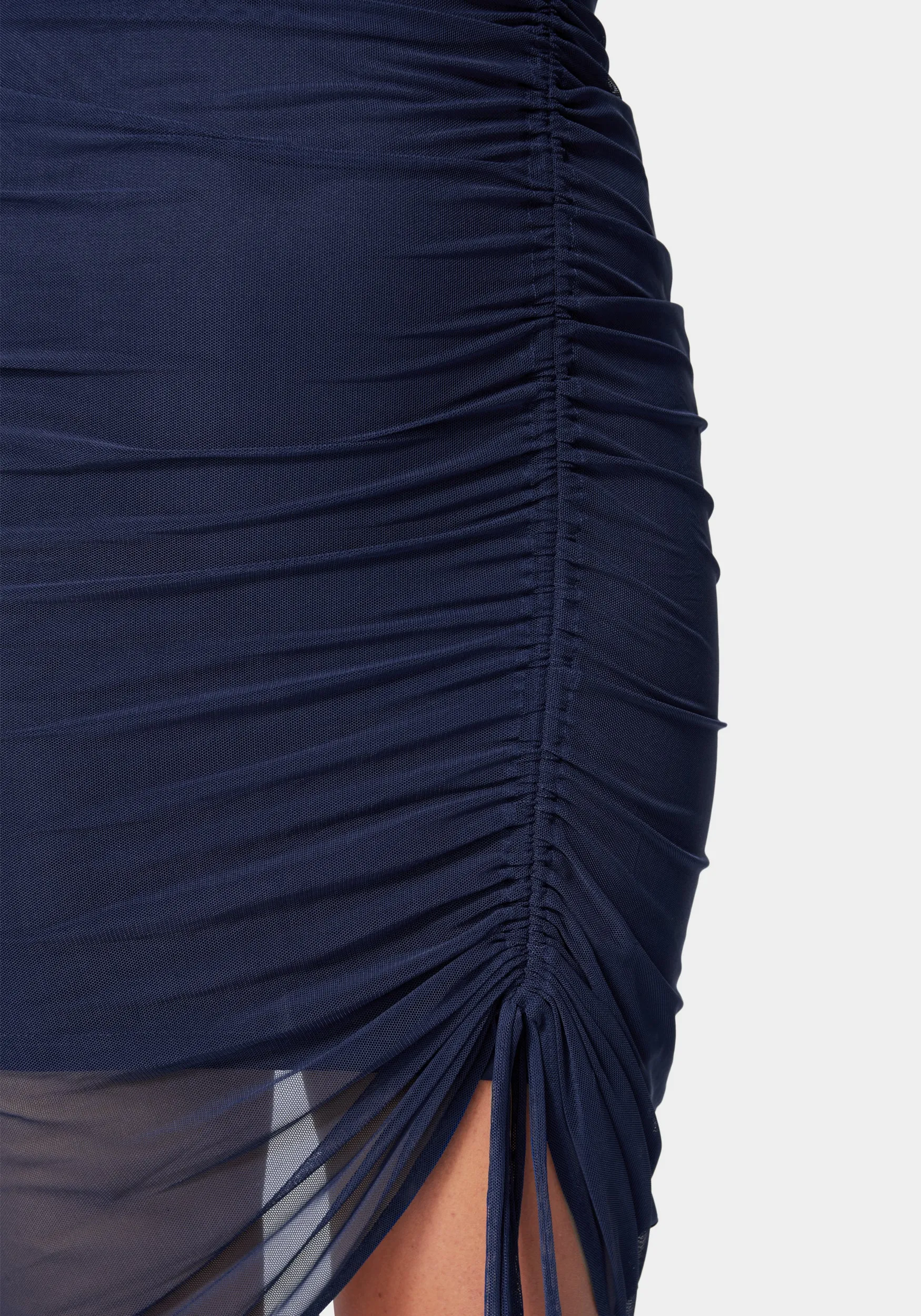 Long Sleeve Mesh Ruched Dress sold by Bebe product image thumbnail 4