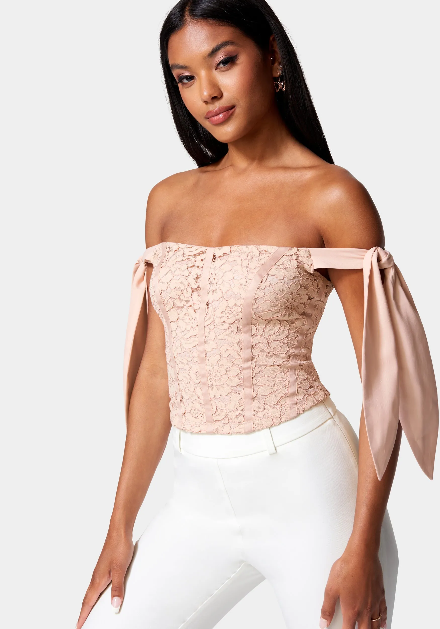 Corded Lace Bustier With Chiffon Tie sold by Bebe product image thumbnail 2