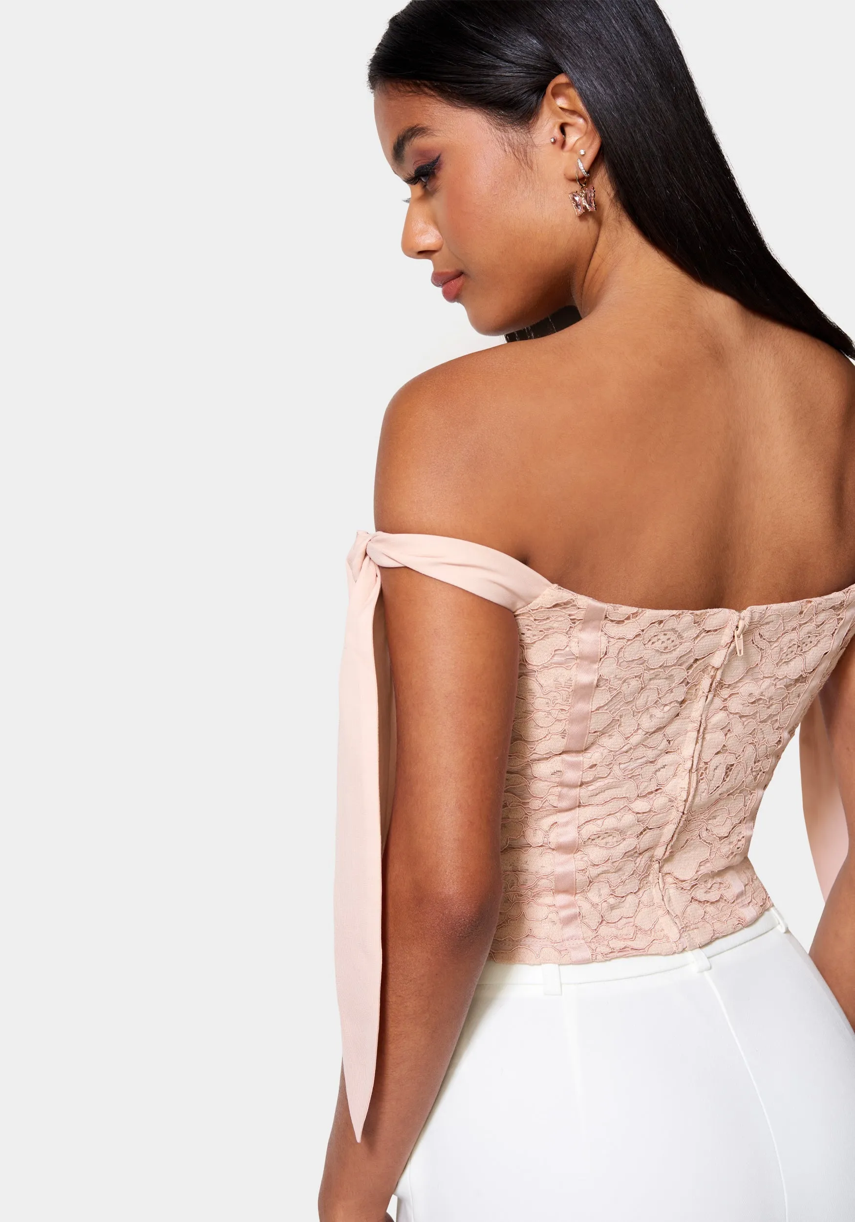 Corded Lace Bustier With Chiffon Tie sold by Bebe product image thumbnail 3