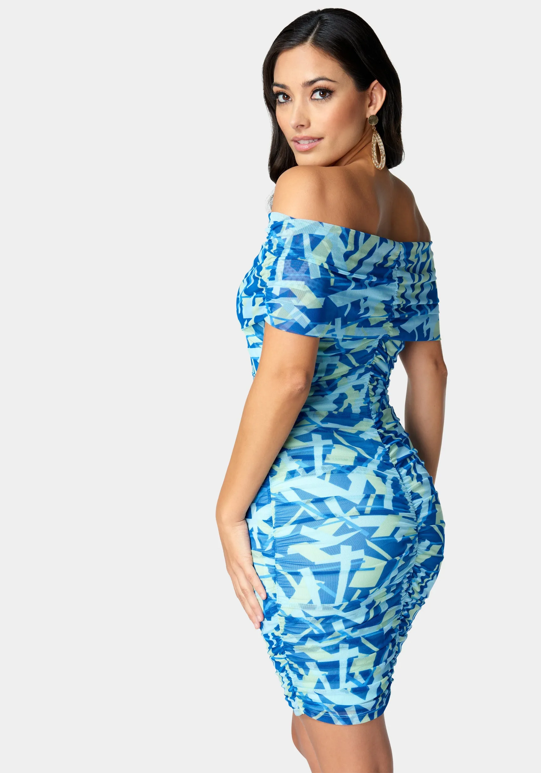 Mesh Off Shoulder Mini Dress sold by Bebe product image thumbnail 3