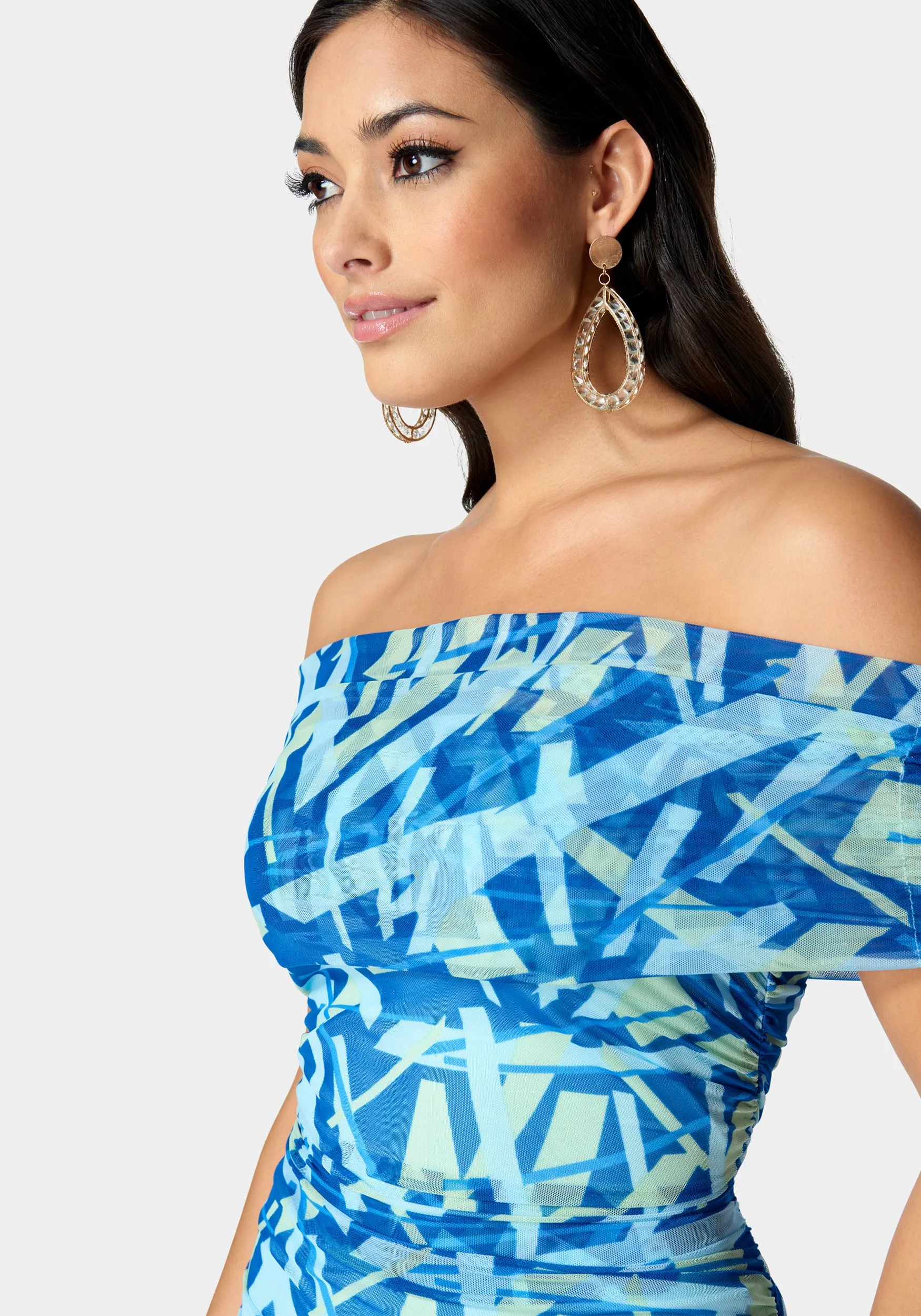 Mesh Off Shoulder Mini Dress sold by Bebe product image thumbnail 4