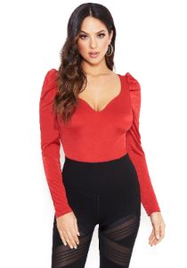 Puff Slv Slinky Knit Bodysuit sold by Bebe