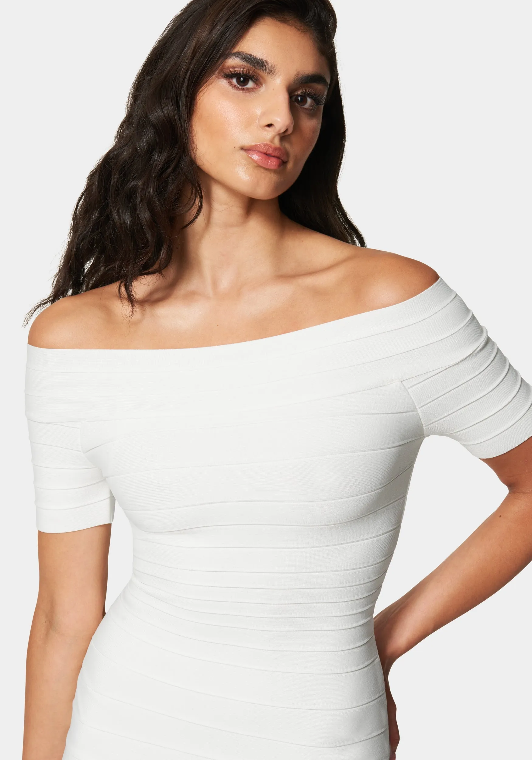Luxe Bandage Off The Shoulder Dress sold by Bebe product image thumbnail 4