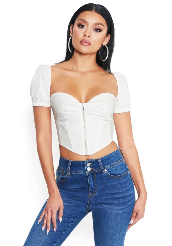 Poplin Zip Front Top sold by Bebe