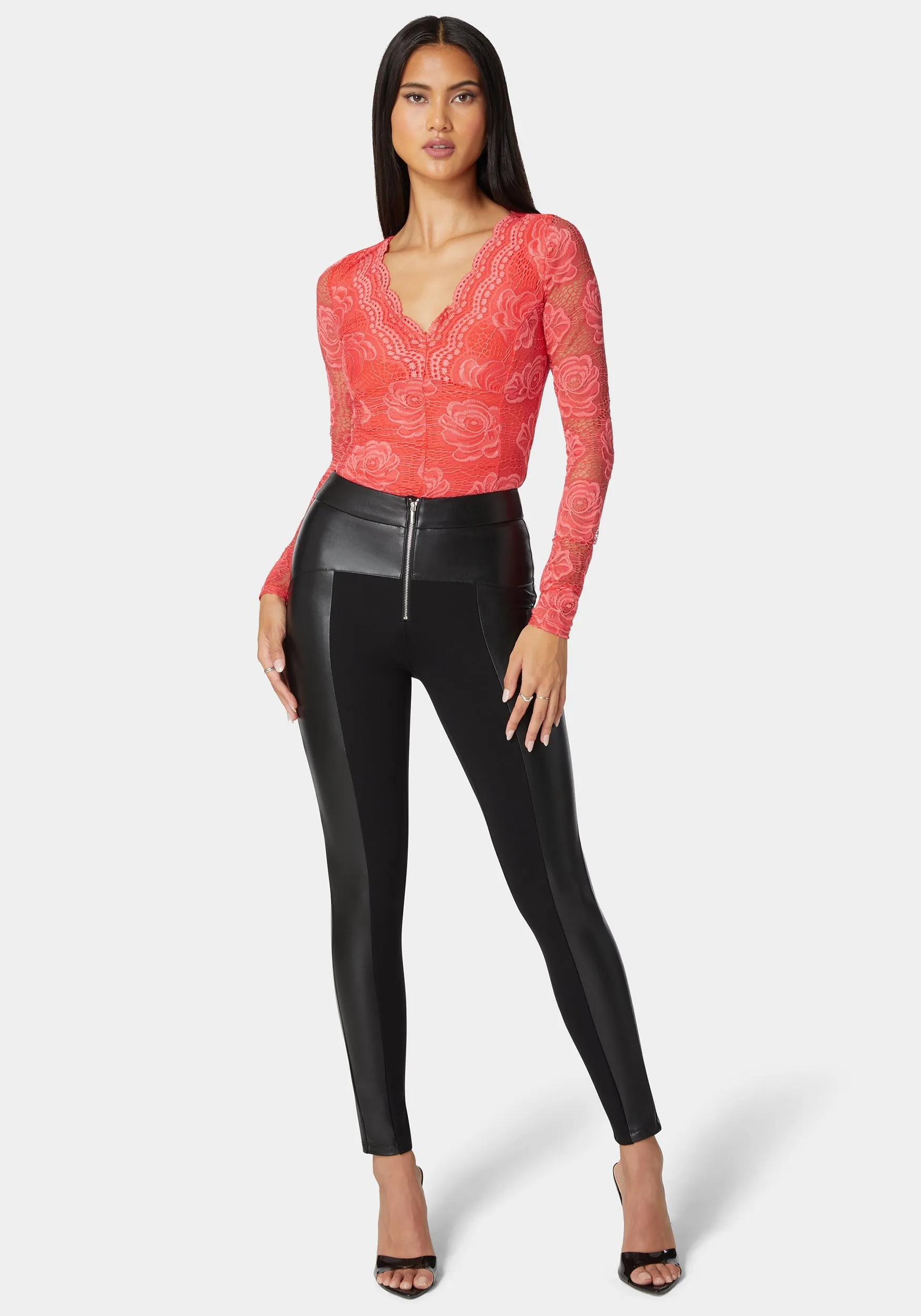 High Waist Vegan Leather Combo Pdr Legging sold by Bebe product image thumbnail 2
