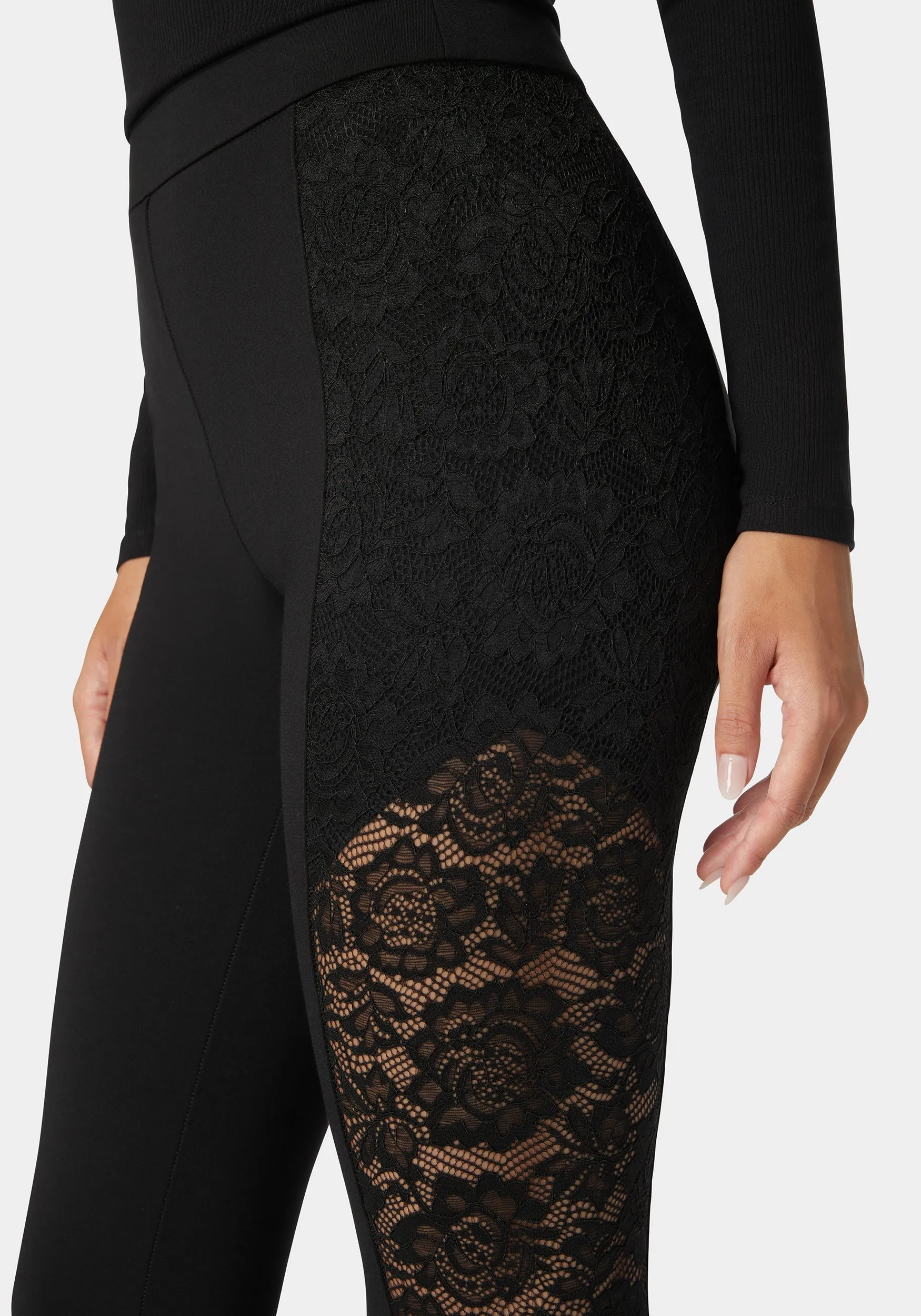 High Waist Lace Combo Insert Pdr Legging sold by Bebe product image thumbnail 4