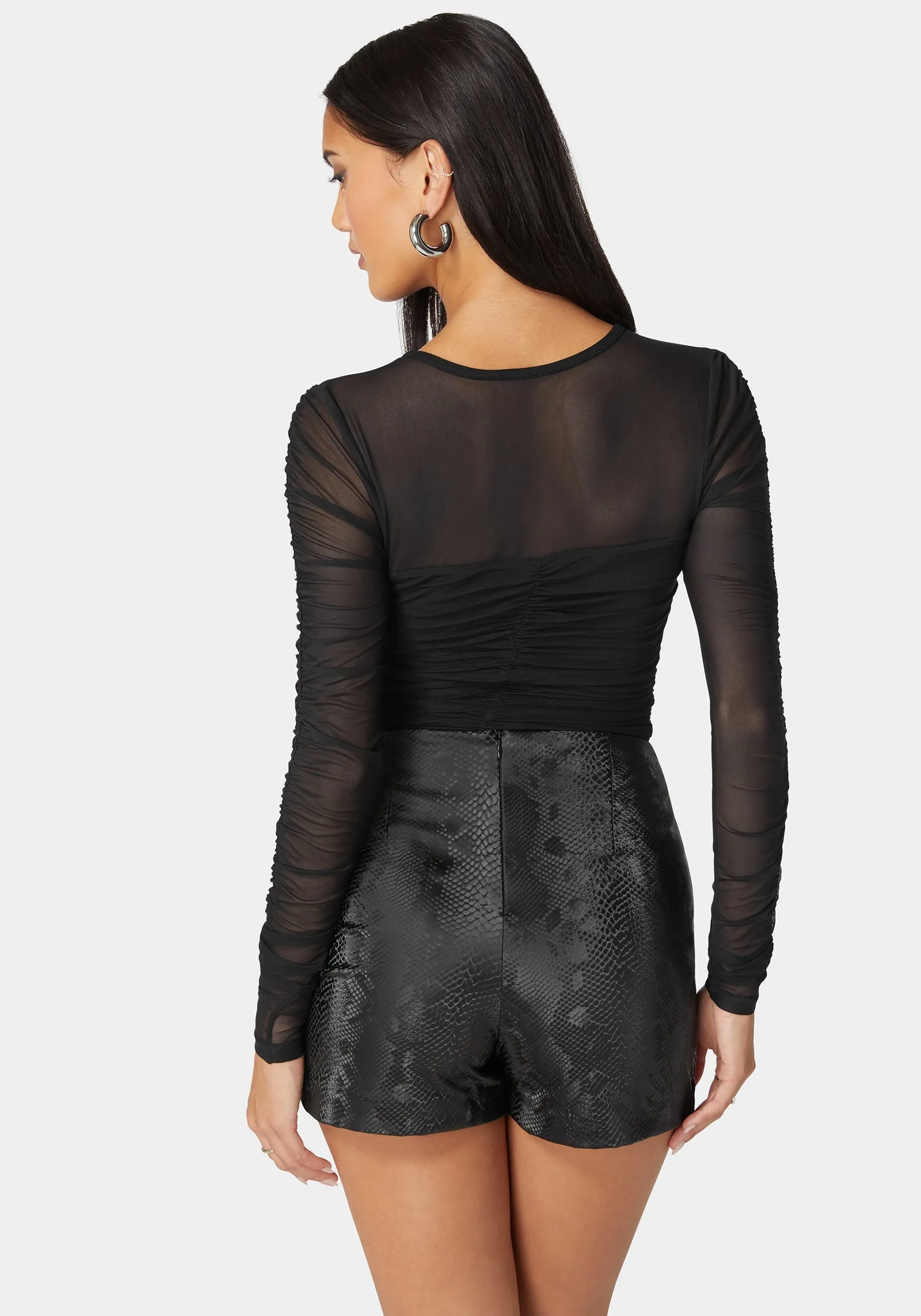 Sweetheart Neckline Shirred Mesh Bodysuit sold by Bebe product image thumbnail 3