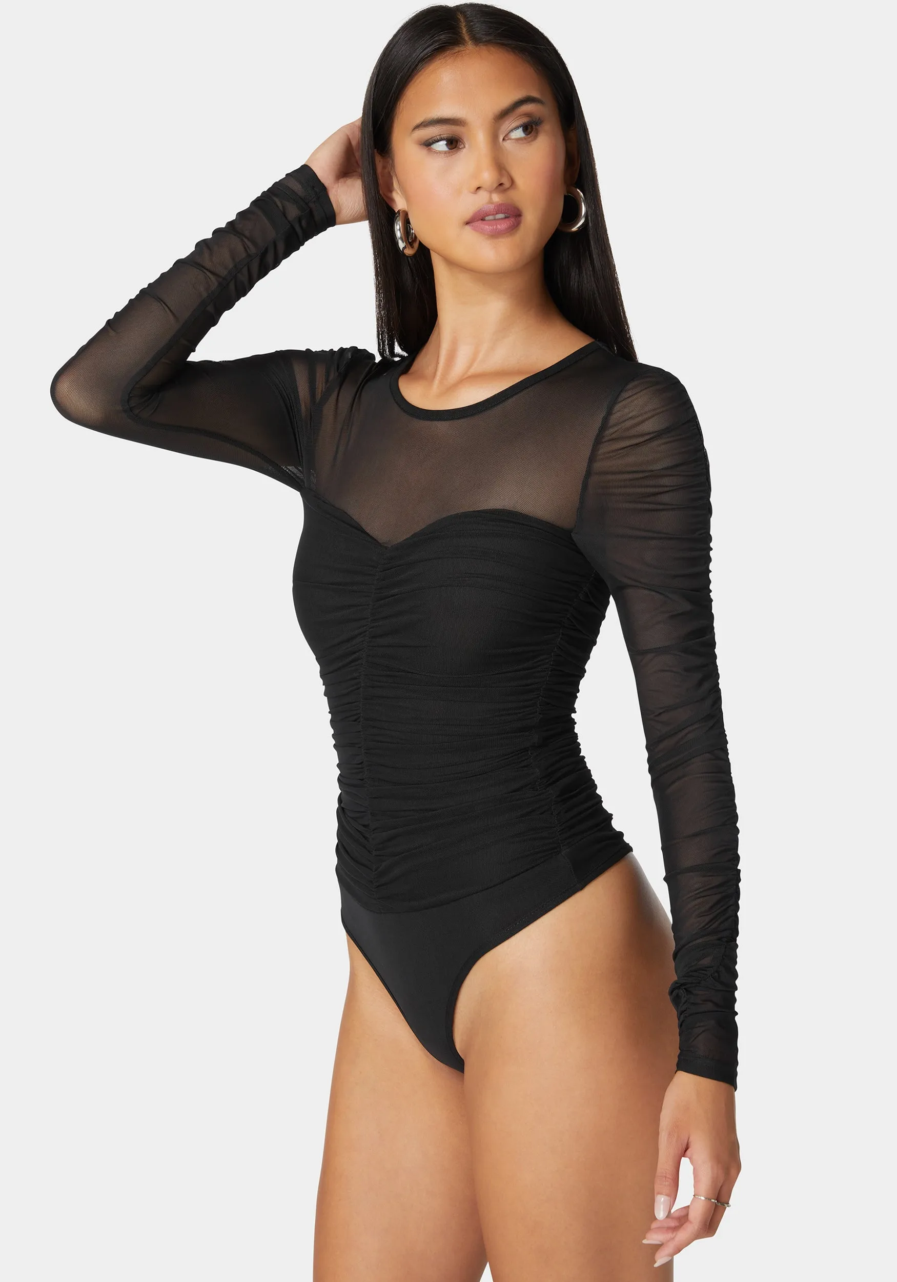 Sweetheart Neckline Shirred Mesh Bodysuit sold by Bebe product image thumbnail 2