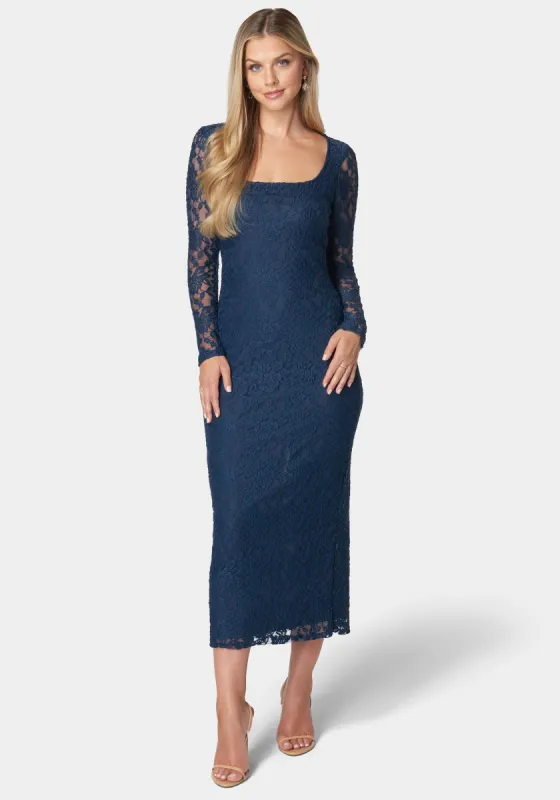 Viviana Square Neck Lace Maxi Dress sold by Bebe