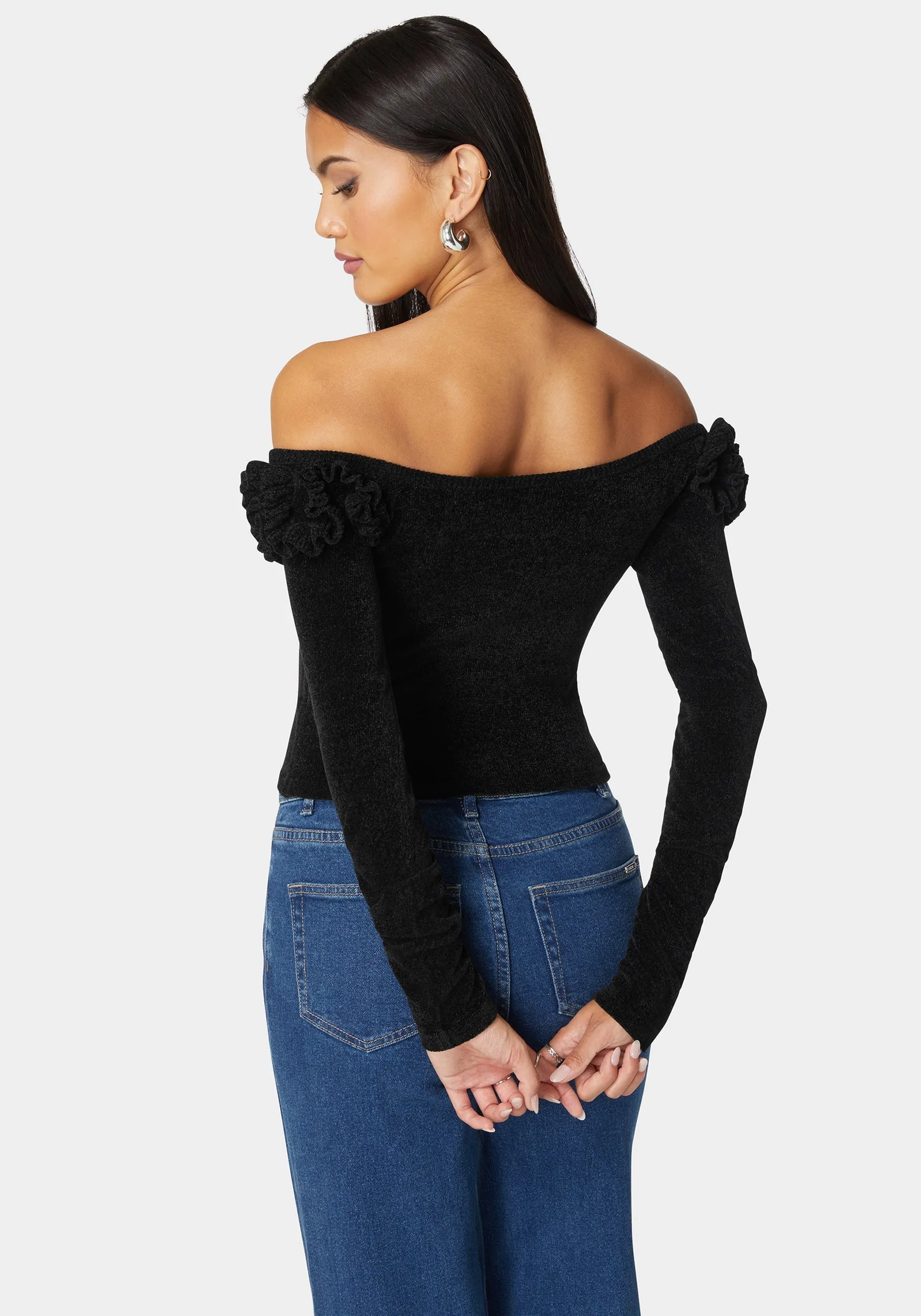 Off Shoulder Ruffle Detail Sweater sold by Bebe product image thumbnail 3