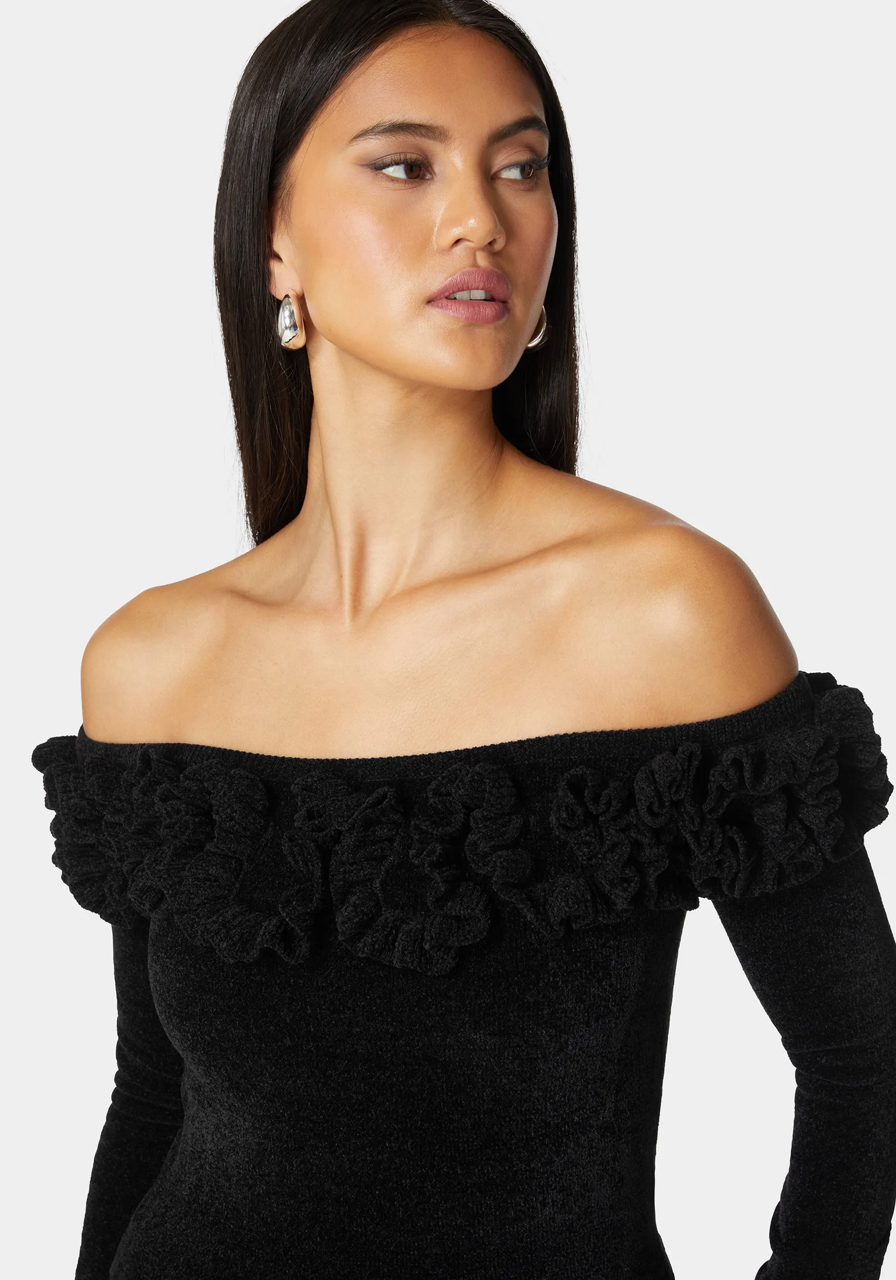 Off Shoulder Ruffle Detail Sweater sold by Bebe product image thumbnail 4
