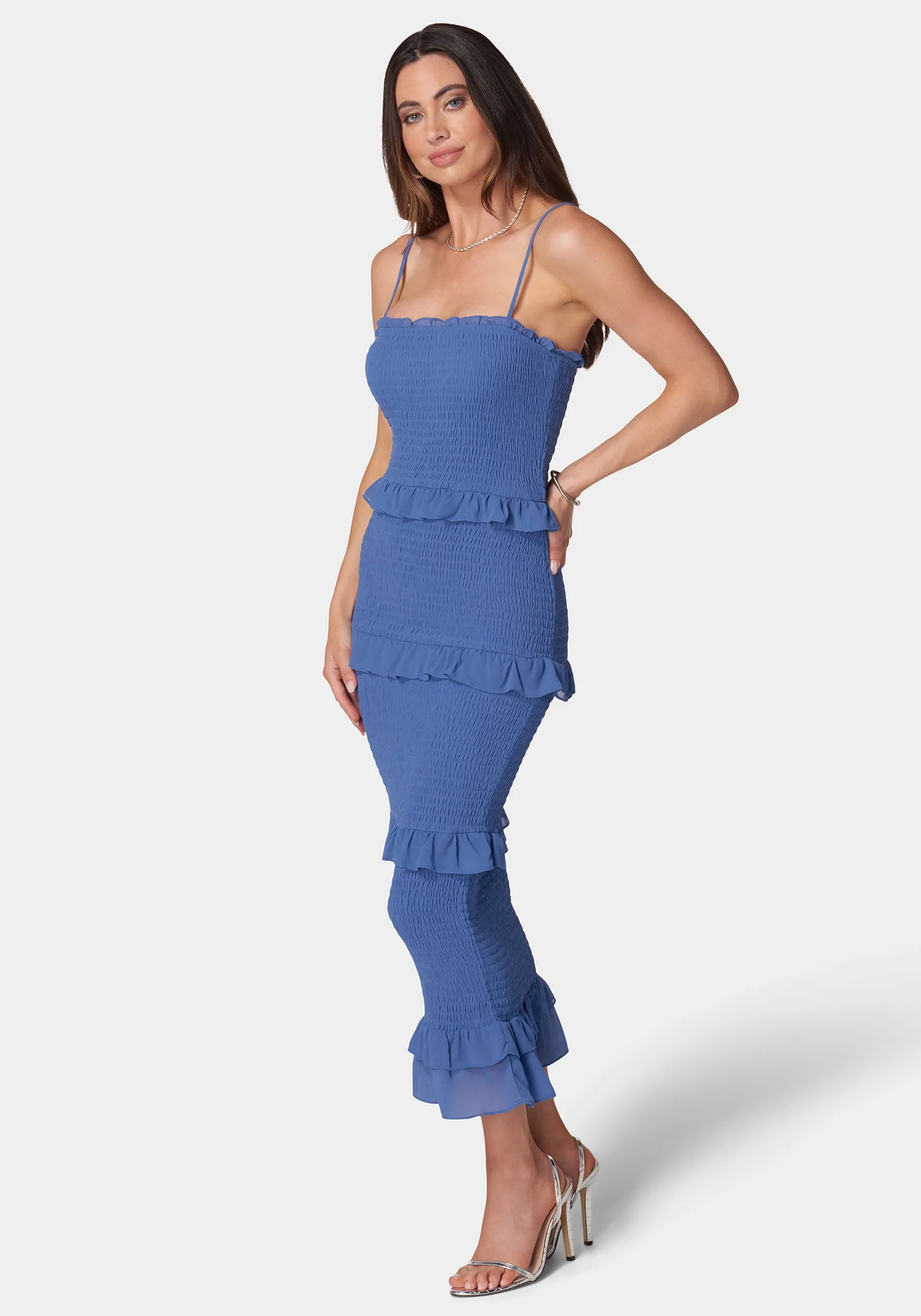 Georgette Smocked Midi Dress sold by Bebe product image thumbnail 2