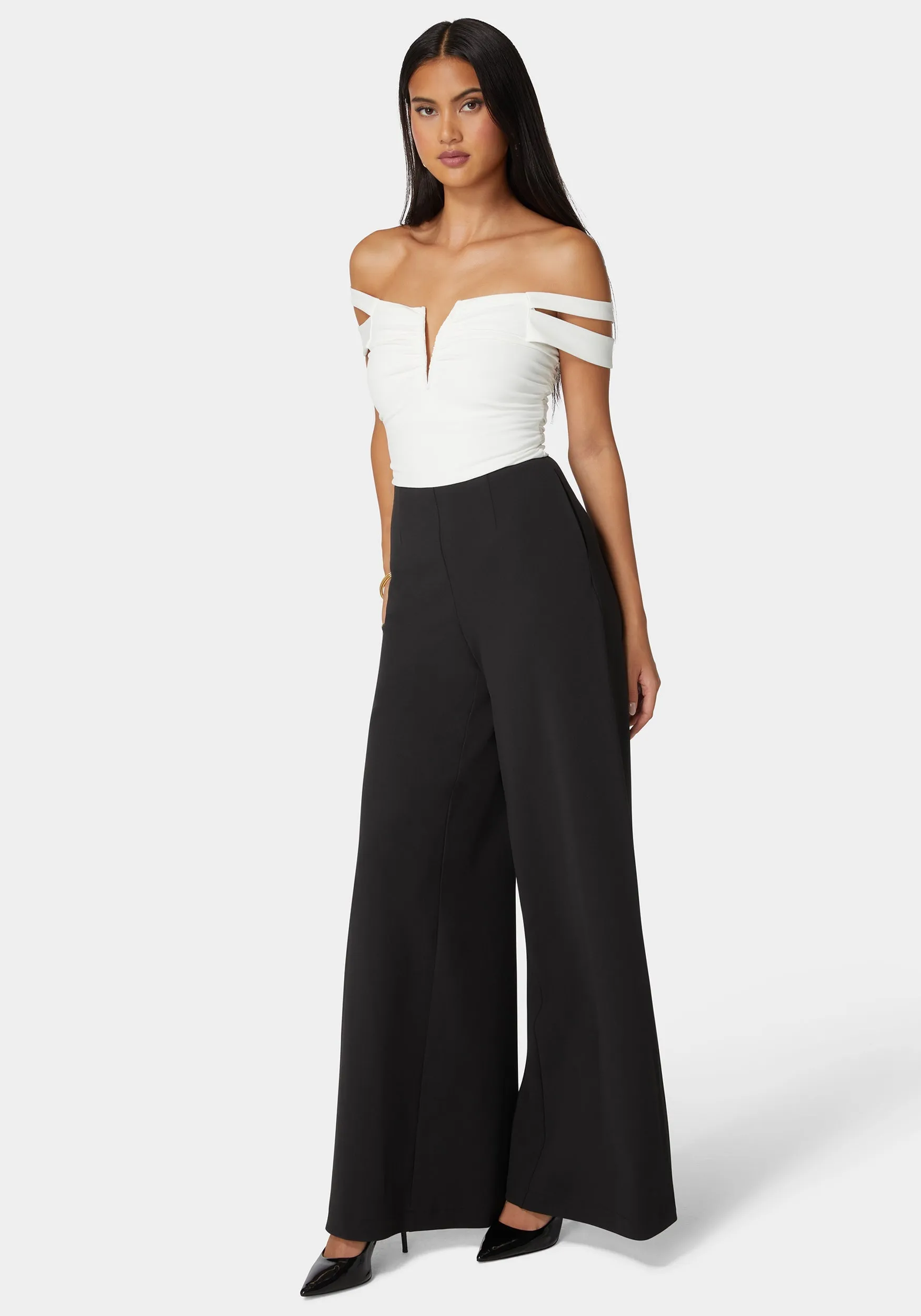 Off Shoulder Full Wide Leg Jumpsuit sold by Bebe product image thumbnail 2