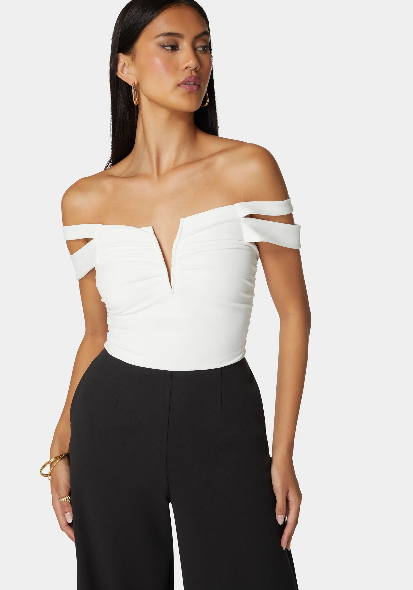 Off Shoulder Full Wide Leg Jumpsuit sold by Bebe product image thumbnail 4