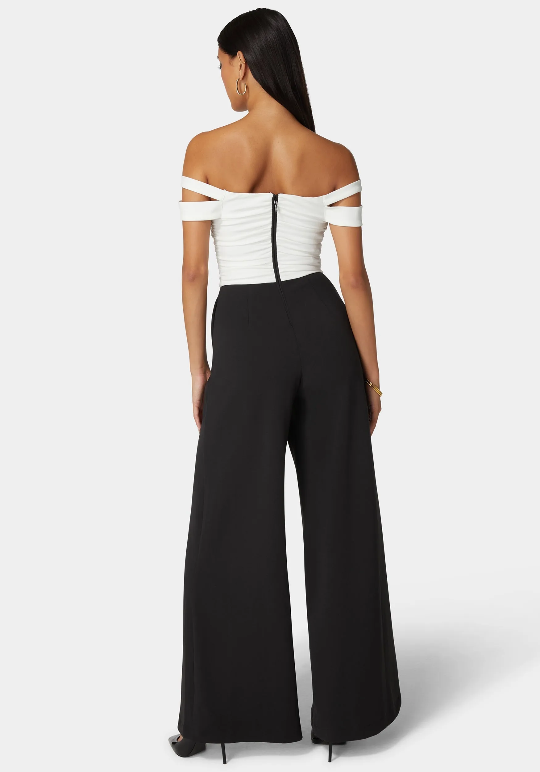 Off Shoulder Full Wide Leg Jumpsuit sold by Bebe product image thumbnail 3