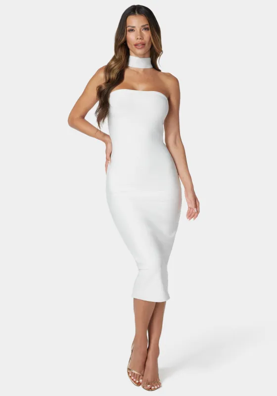 Choker Neck Bandage Midi Dress sold by Bebe