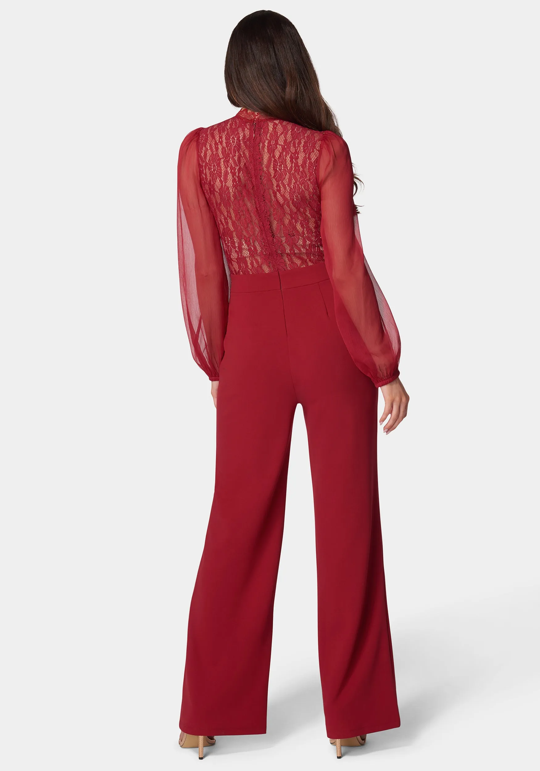Lace Top Straight Leg Jumpsuit sold by Bebe product image thumbnail 3