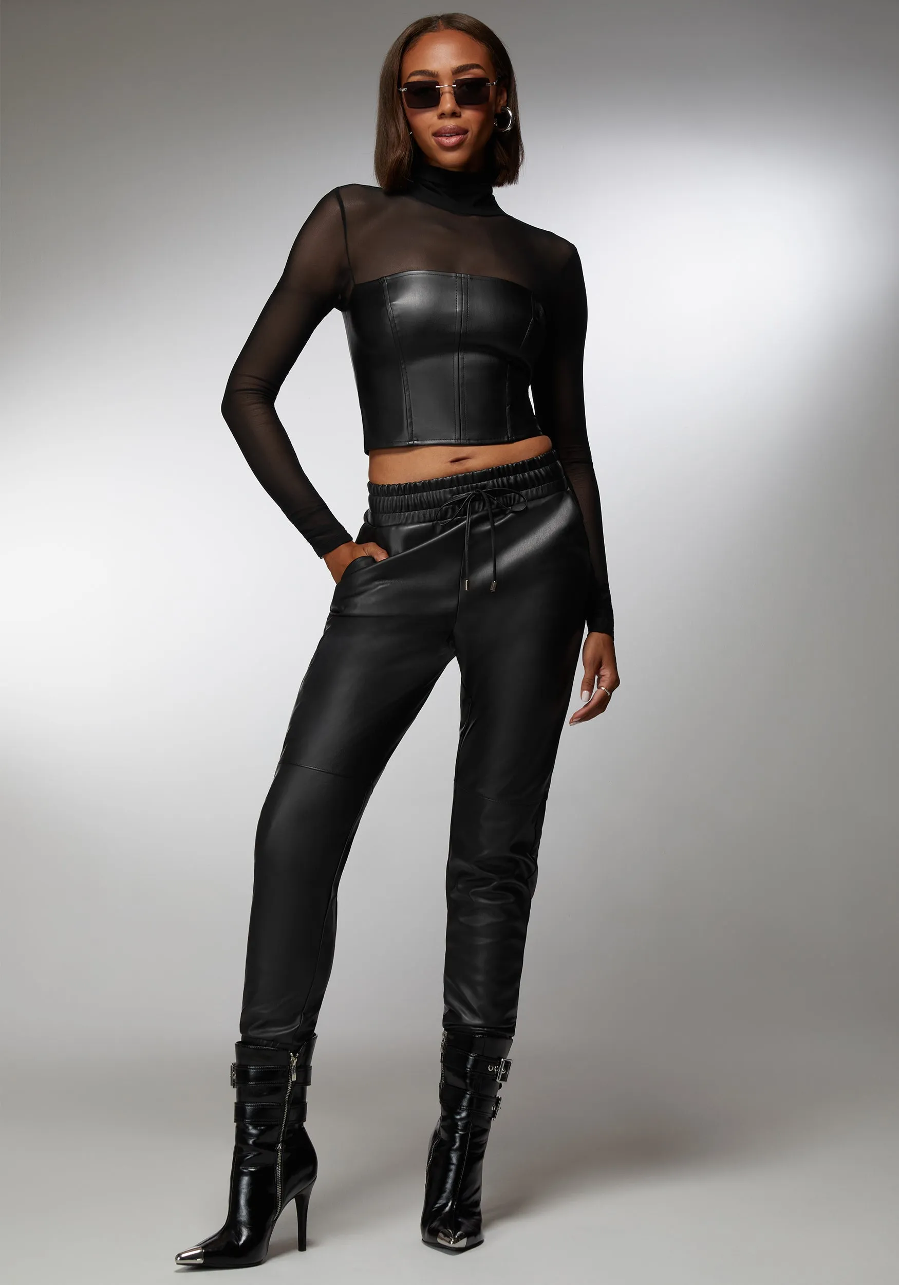 Natural Waist Vegan Leather Jogger sold by Bebe product image thumbnail 2