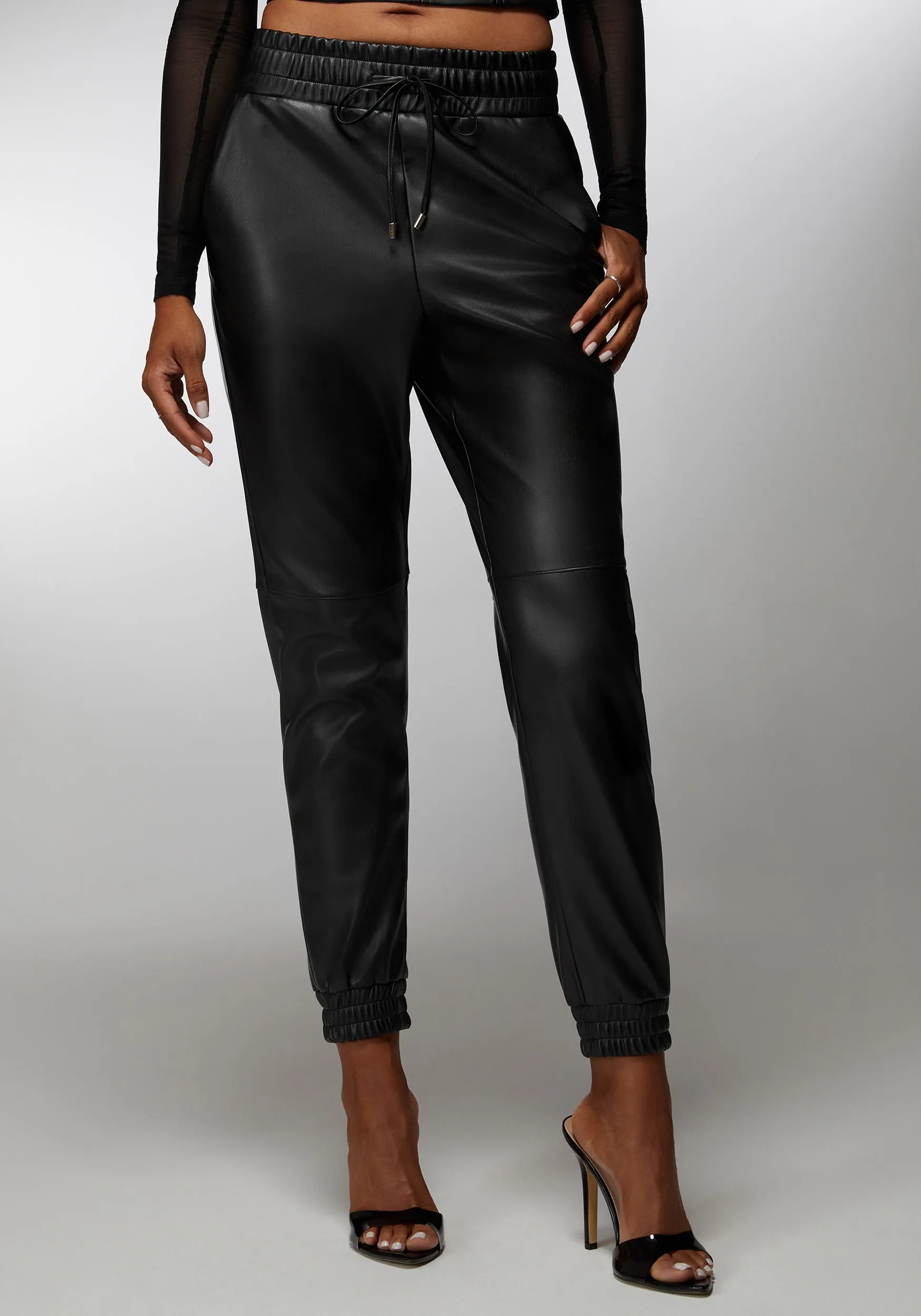 Natural Waist Vegan Leather Jogger sold by Bebe