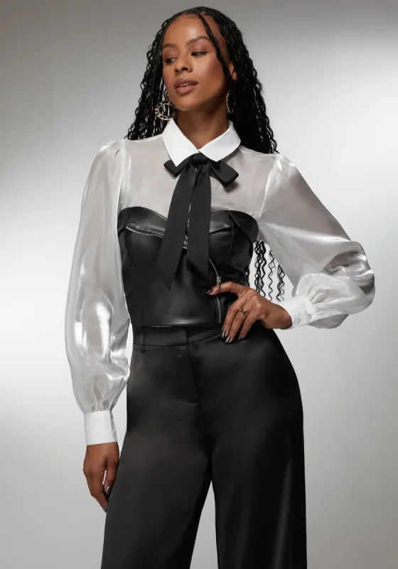 Symmetric Zipper Vegan Leather Corset sold by Bebe