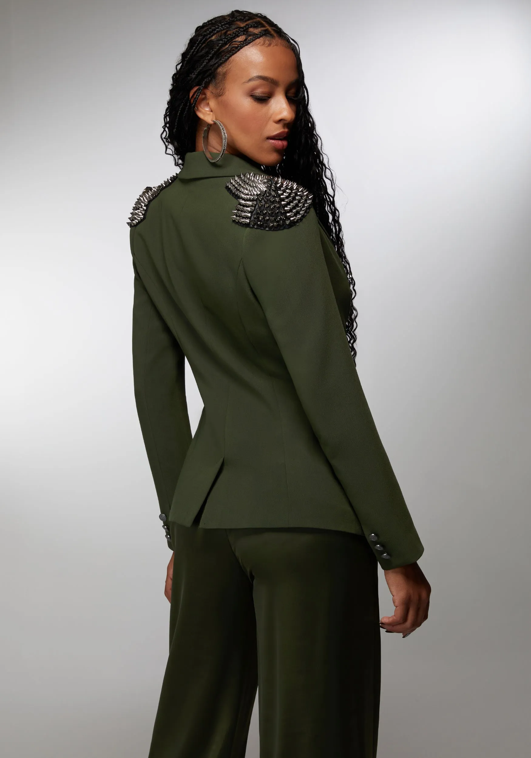 Studded Shoulder Double Breast Tailored Blazer sold by Bebe product image thumbnail 3