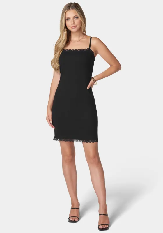 Rib Midi Dress With Lace Trim sold by Bebe
