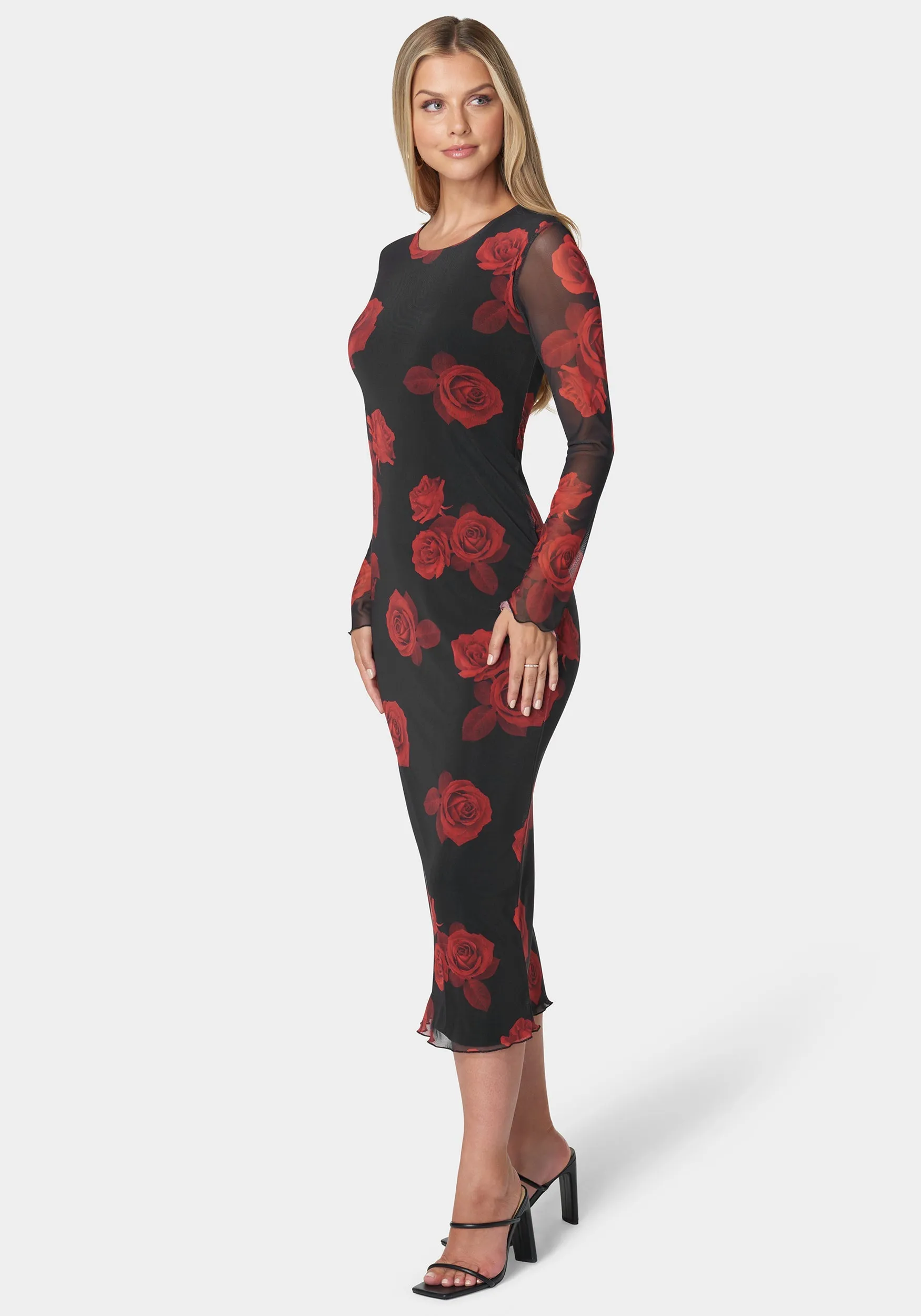 Long Sleeve Printed Powermesh Maxi sold by Bebe product image thumbnail 2