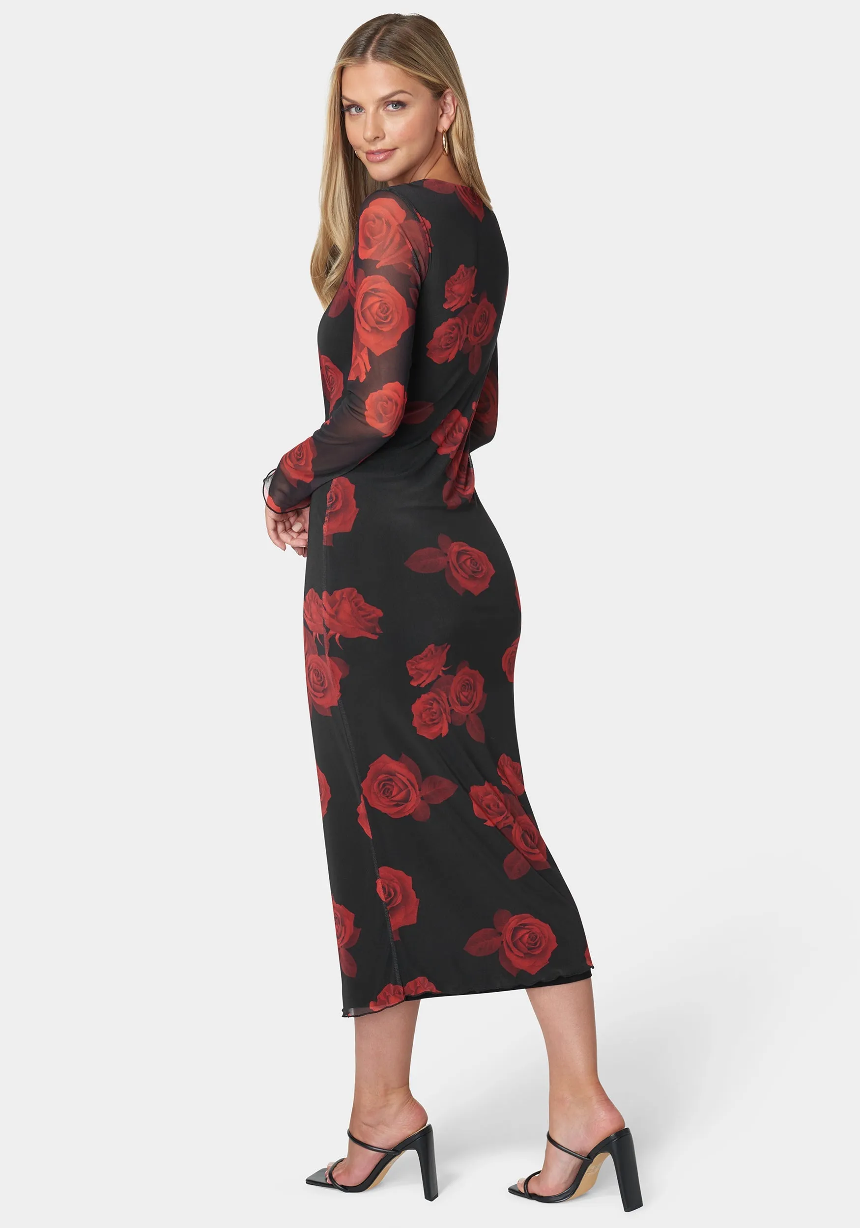 Long Sleeve Printed Powermesh Maxi sold by Bebe product image thumbnail 3