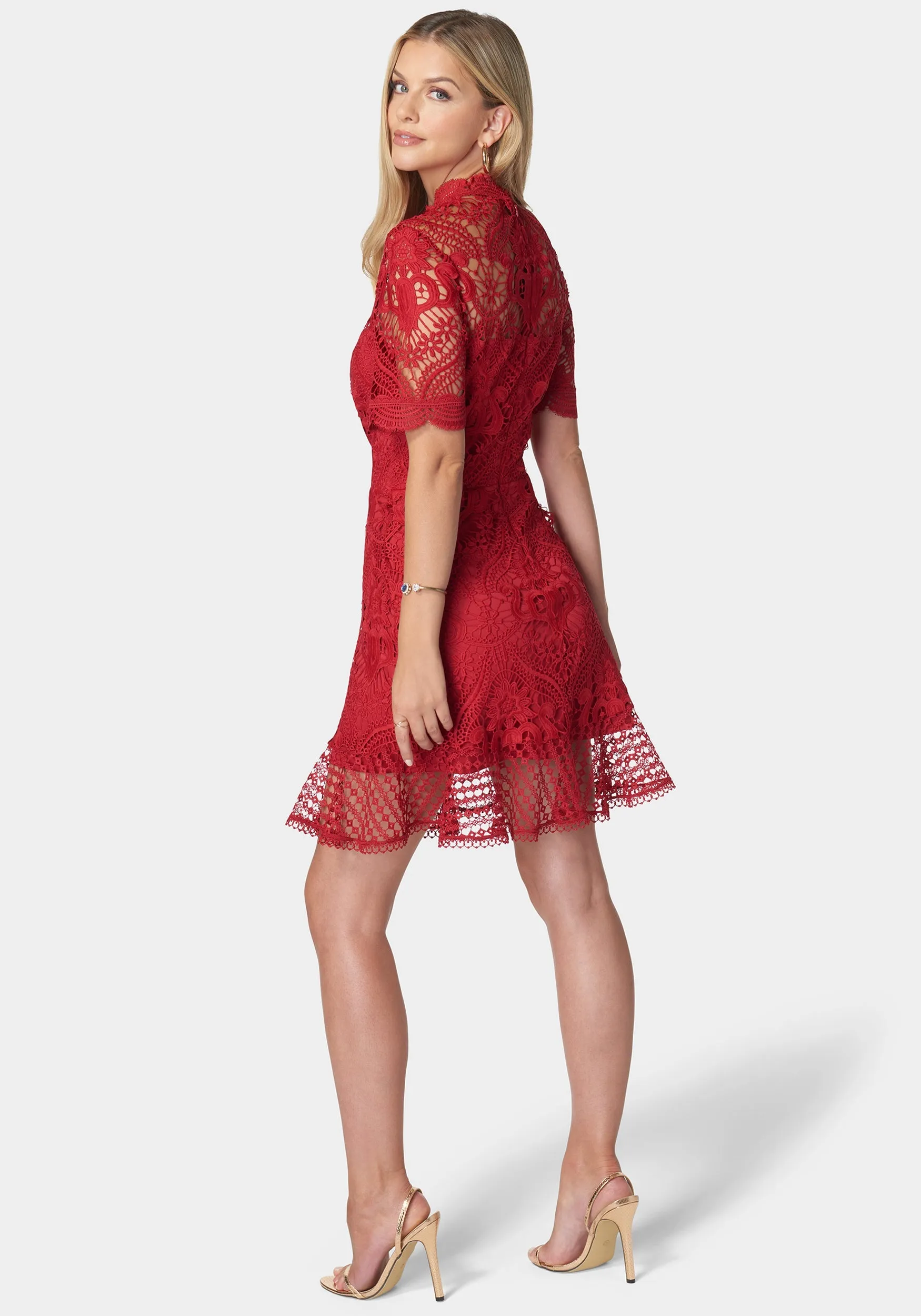 Flounce Lace Mini Dress sold by Bebe product image thumbnail 3