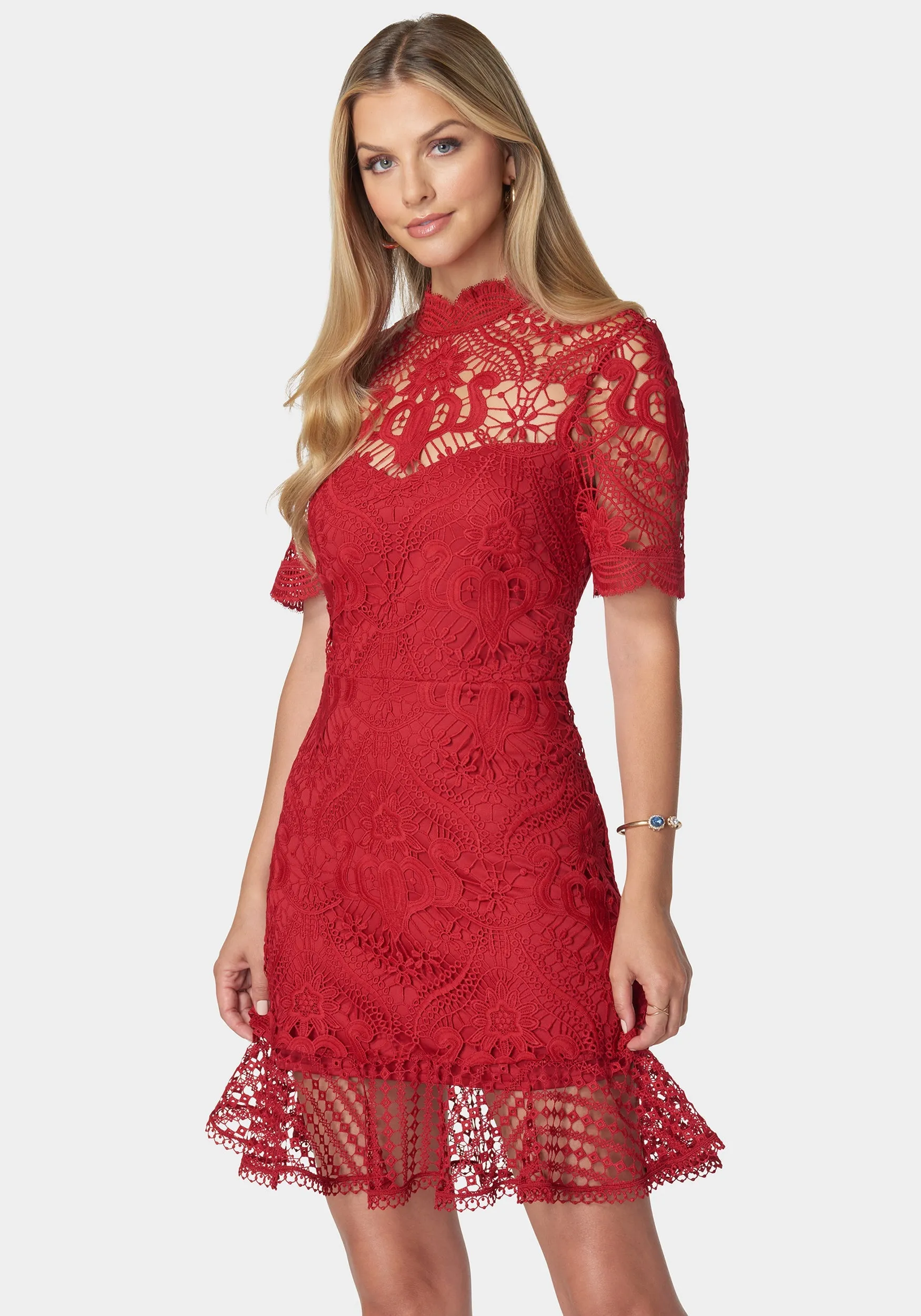 Flounce Lace Mini Dress sold by Bebe product image thumbnail 2