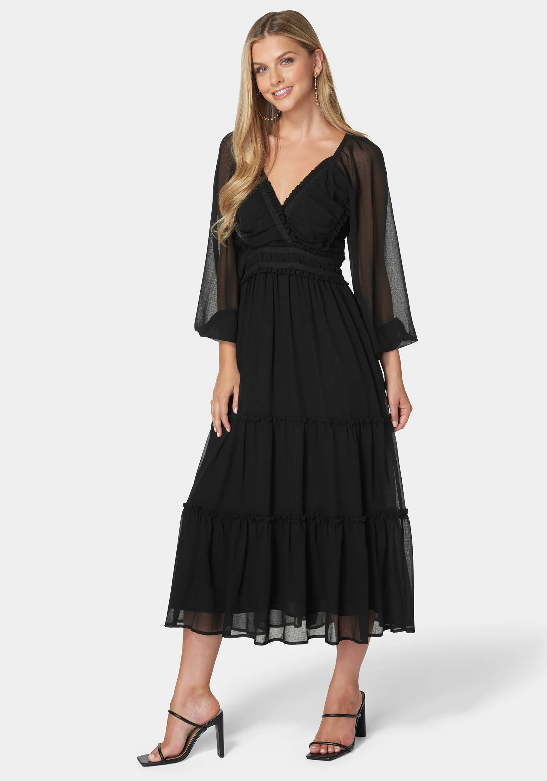 Jasmine Lace Up Midi Dress sold by Bebe
