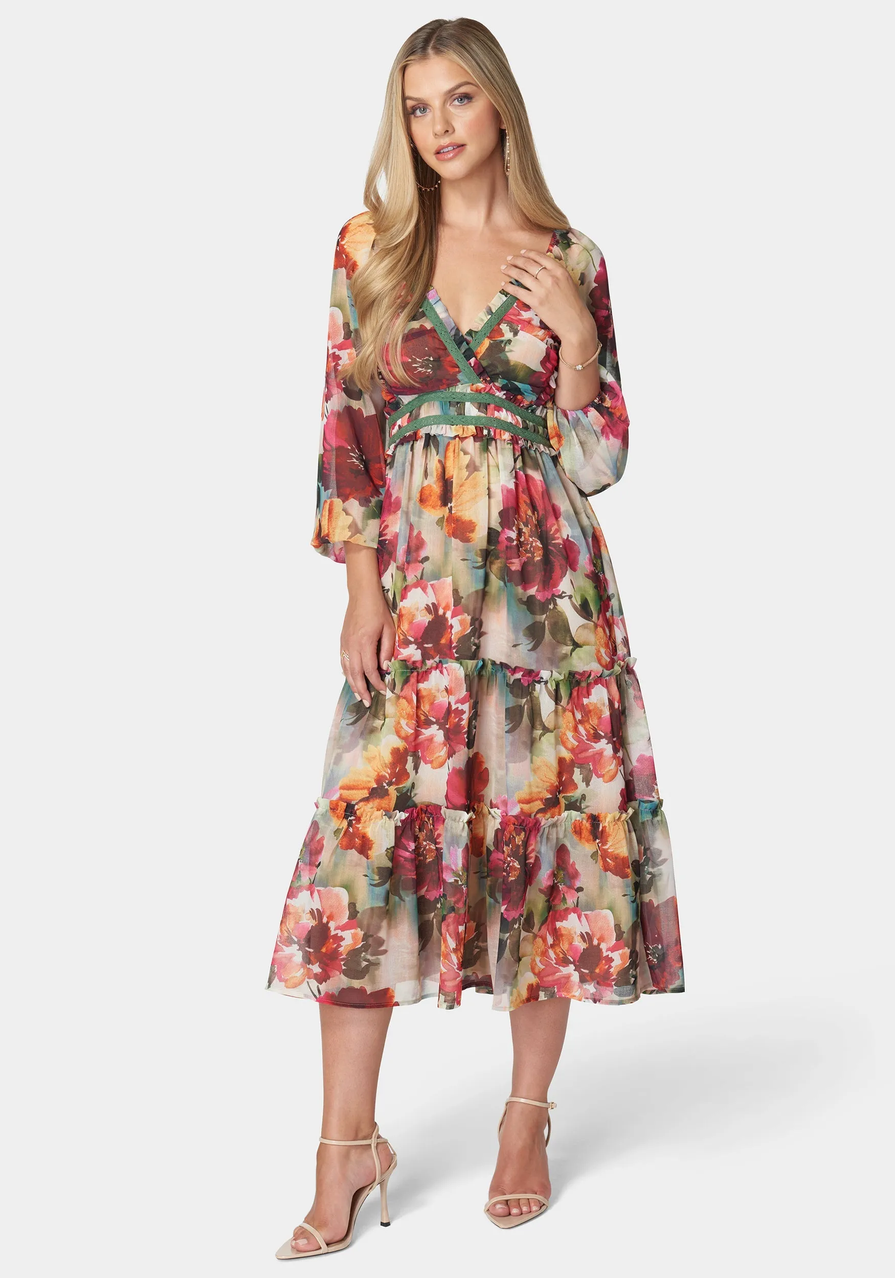 Jasmine Lace Up Midi Dress sold by Bebe