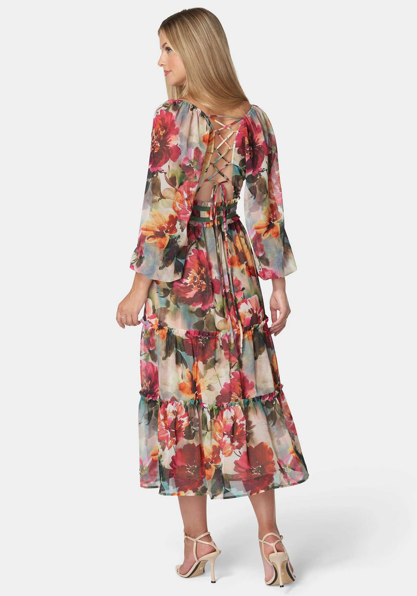 Jasmine Lace Up Midi Dress sold by Bebe product image thumbnail 3