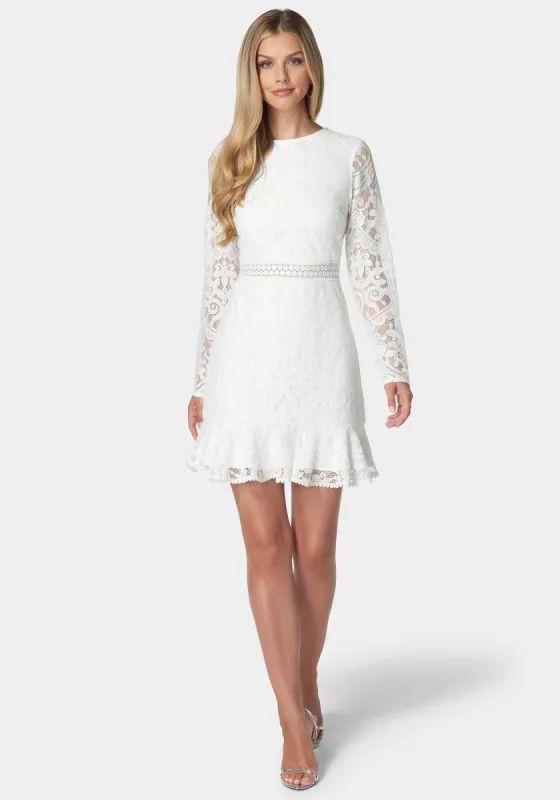 Open Back Lace Mini Dress sold by Bebe
