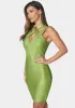 Foiled Halter Bandage Mini Dress sold by Bebe